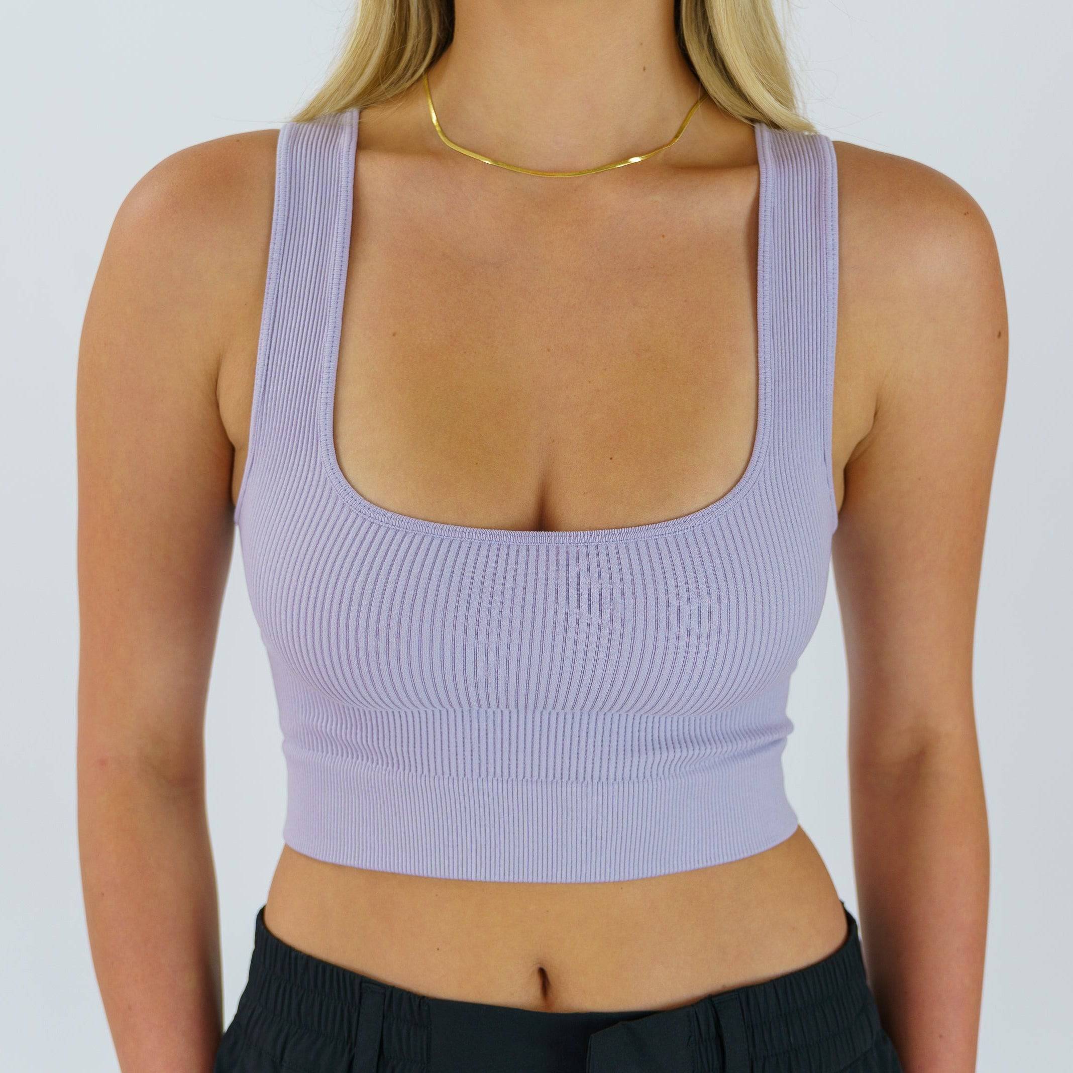 Ribbed Seamless Square-Neck Tank (Lavender) - Motier Lafayette 