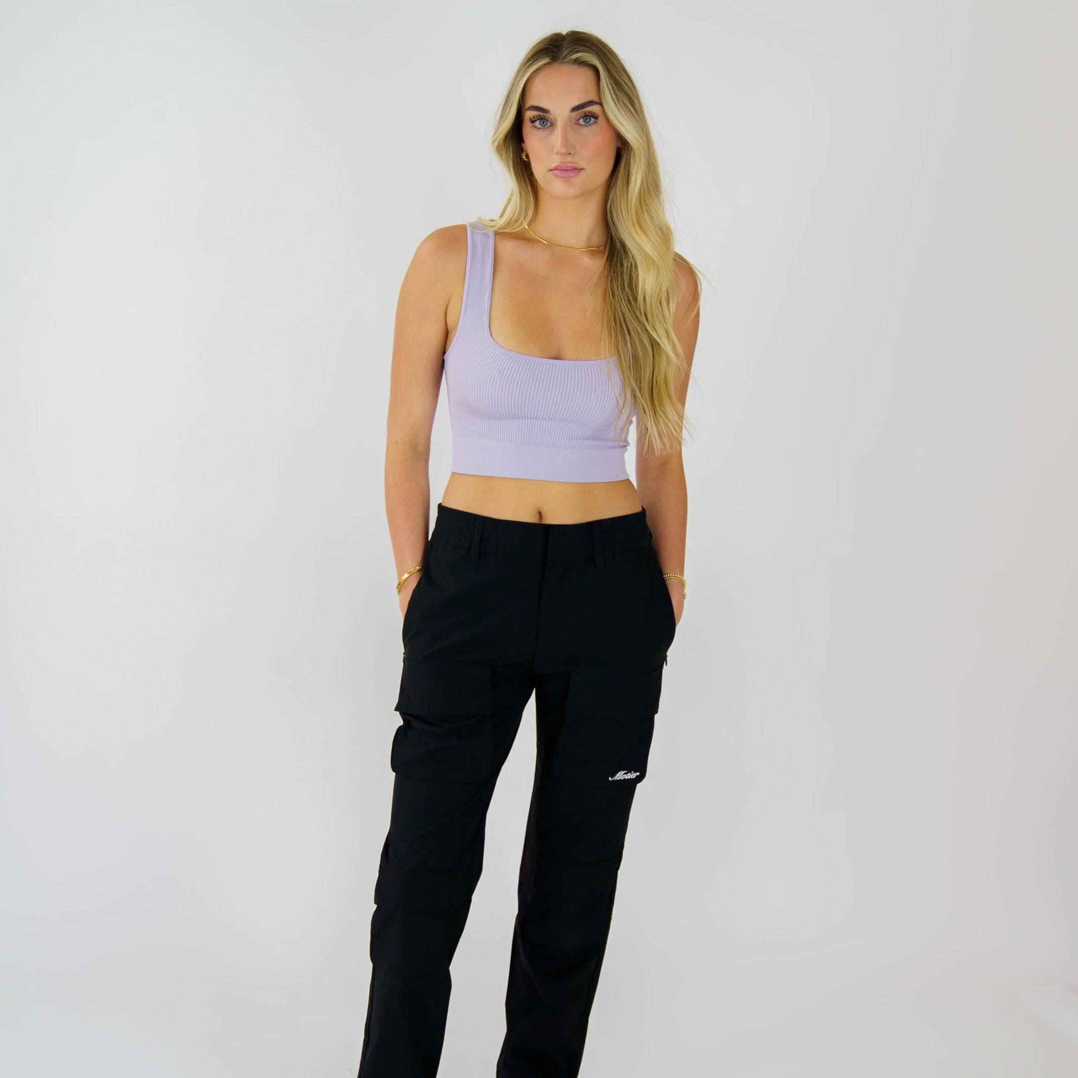 Ribbed Seamless Square-Neck Tank (Lavender) - Motier Lafayette 