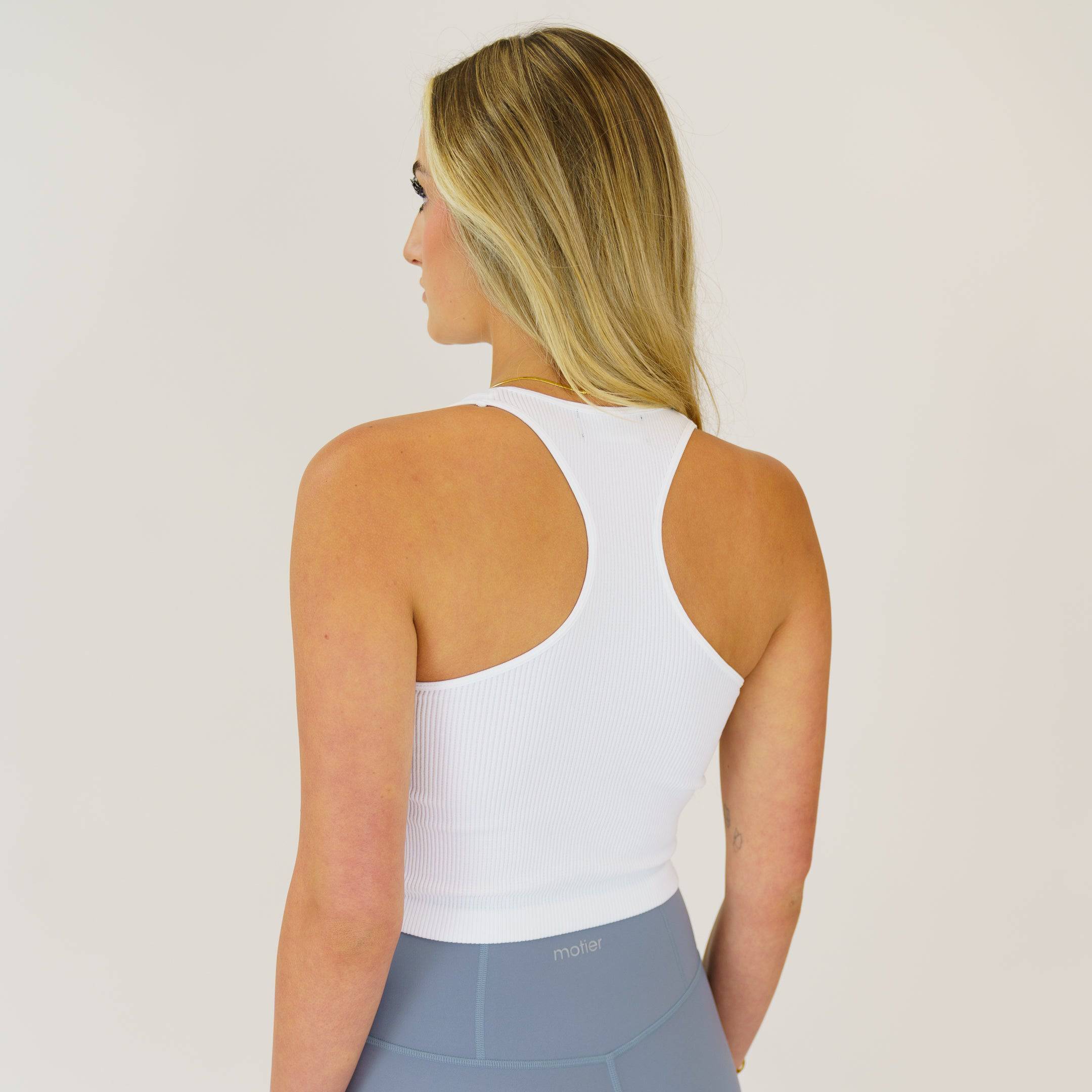 Ribbed Seamless Racer Tank (White) - Motier Lafayette 