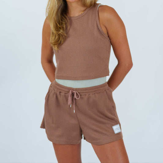 The Staple Waffle Cover Up Set (Light Brown)