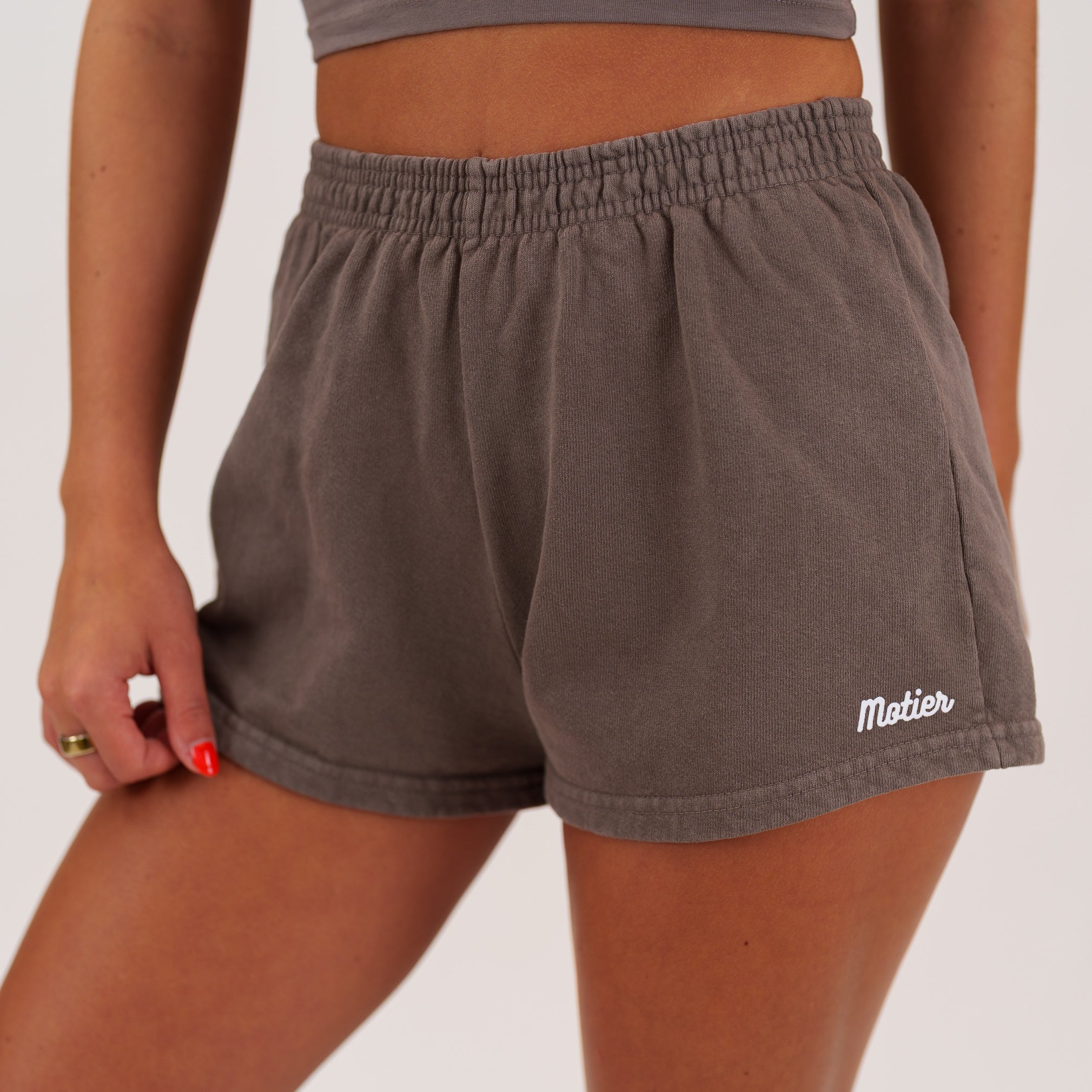 The Core Pin Script Luxe Sweatshorts (French Roast) - Motier Lafayette 