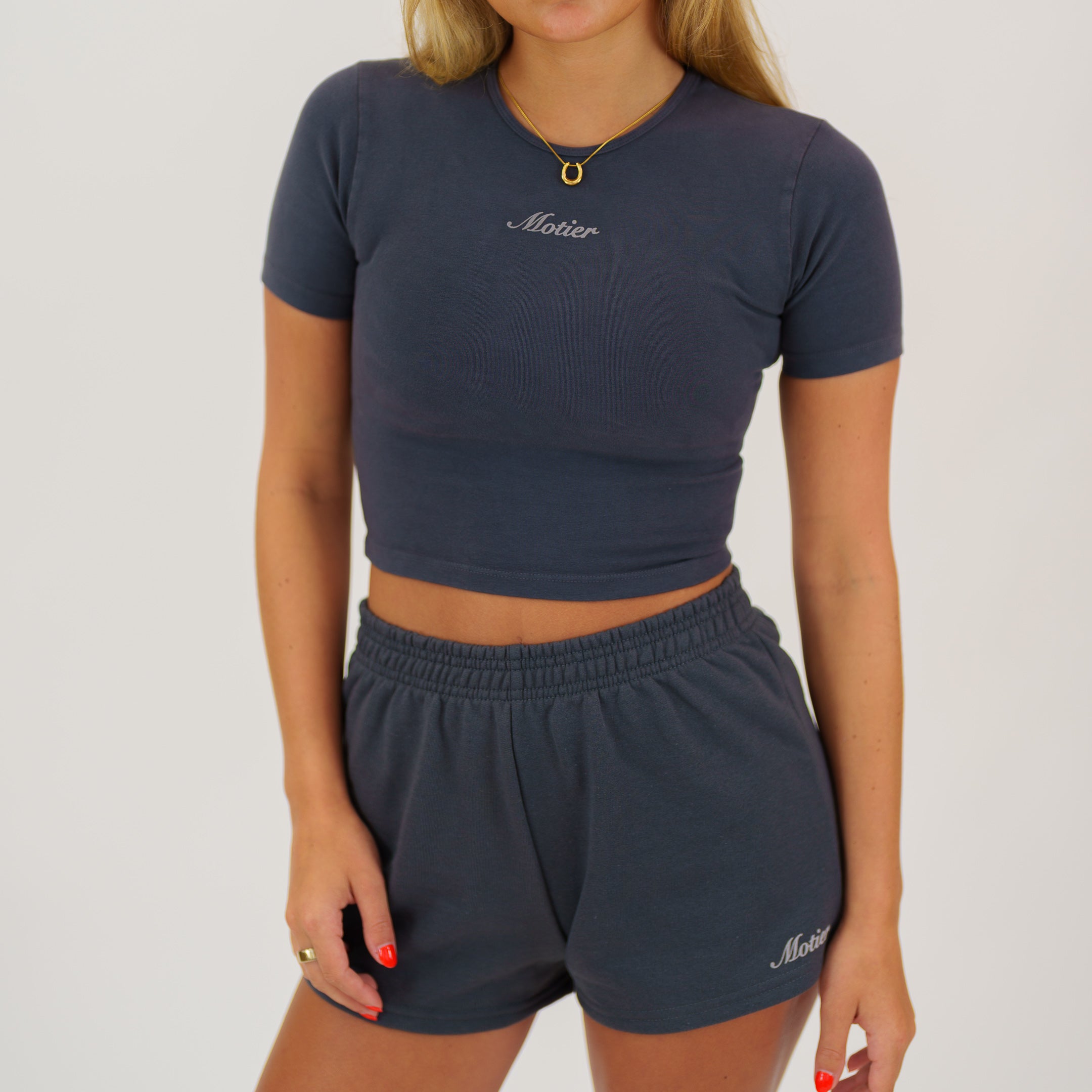 The Core Script Luxe Sweatshorts (Asphalt) - Motier Lafayette 