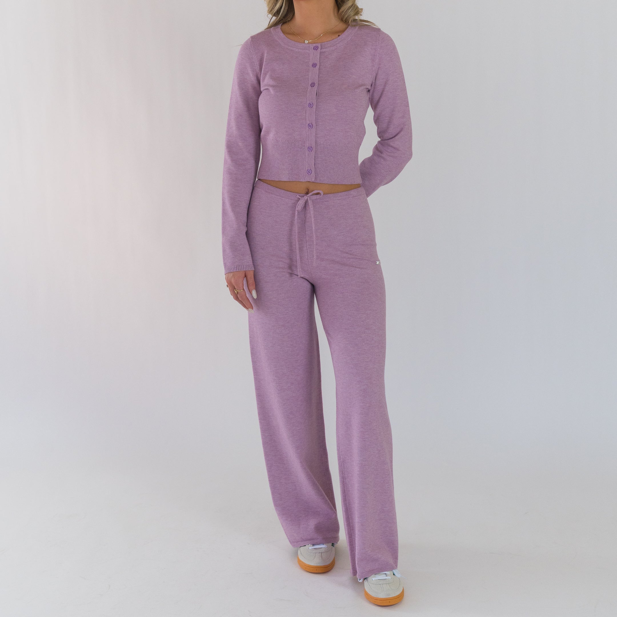 The Scarlett Knit Cardigan Set (Antique Lilac) - Motier Lafayette 