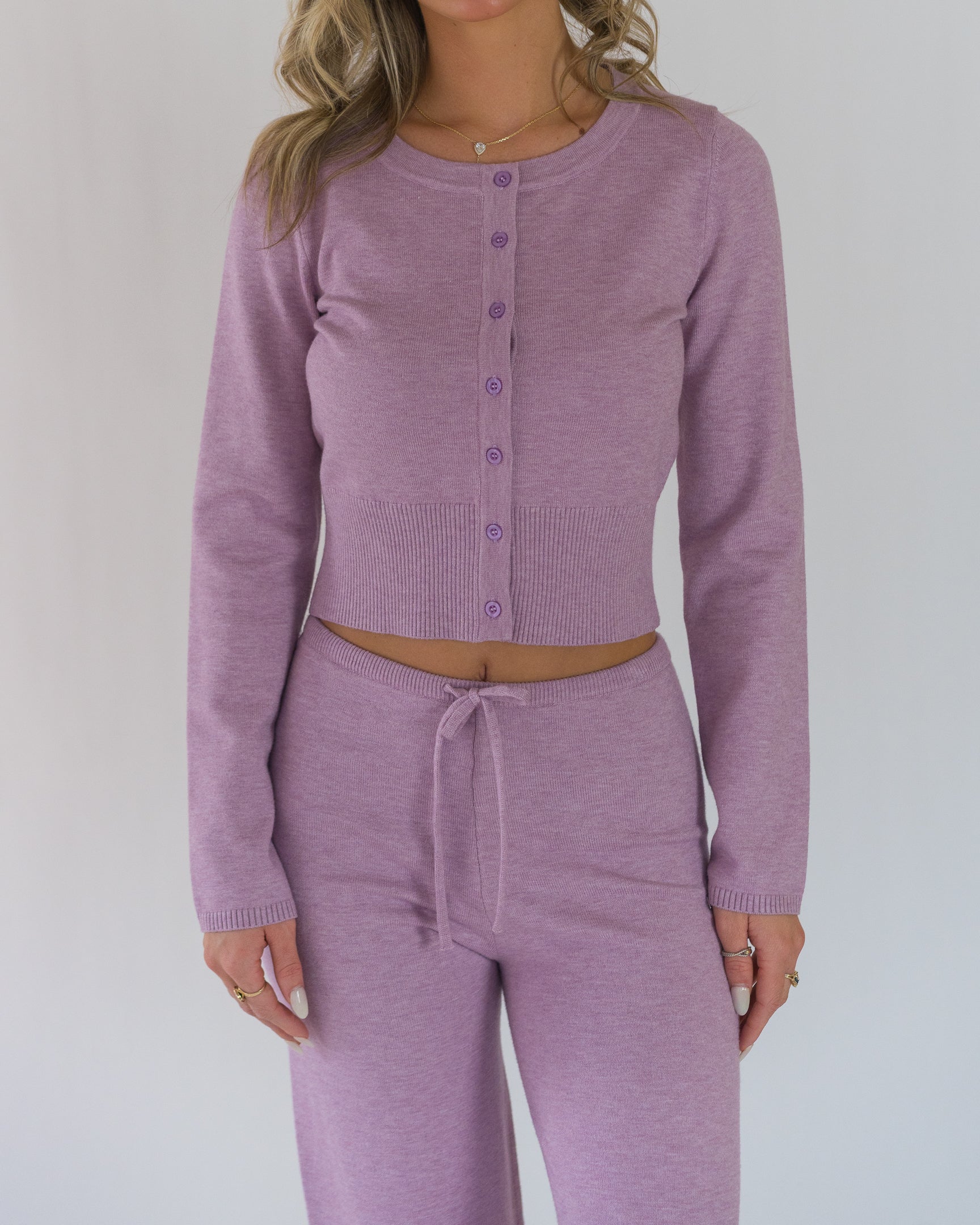 The Scarlett Knit Cardigan Set (Antique Lilac) - Motier Lafayette 