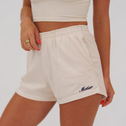 The Core Script Luxe Sweatshorts (Cream)