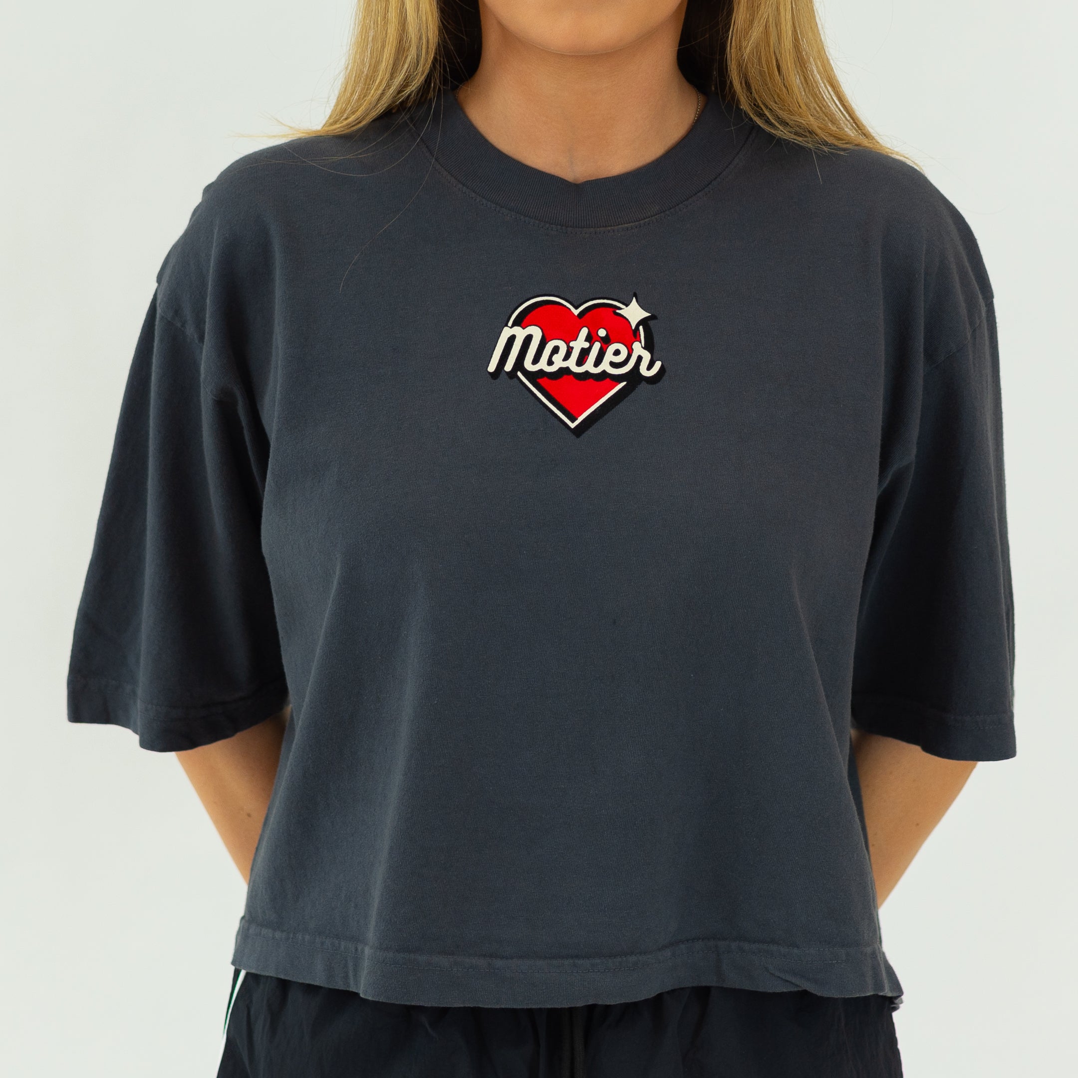 The Blush Oversized Luxe Crop (Asphalt) - Motier Lafayette 