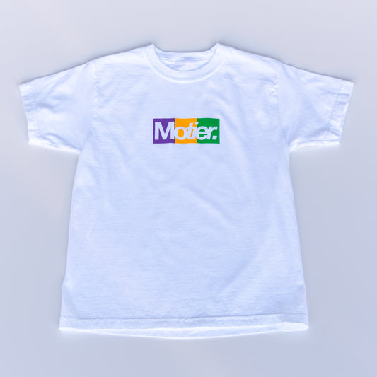 The Youth Krewe De Motier Box Logo Tee (White) - Motier Lafayette 