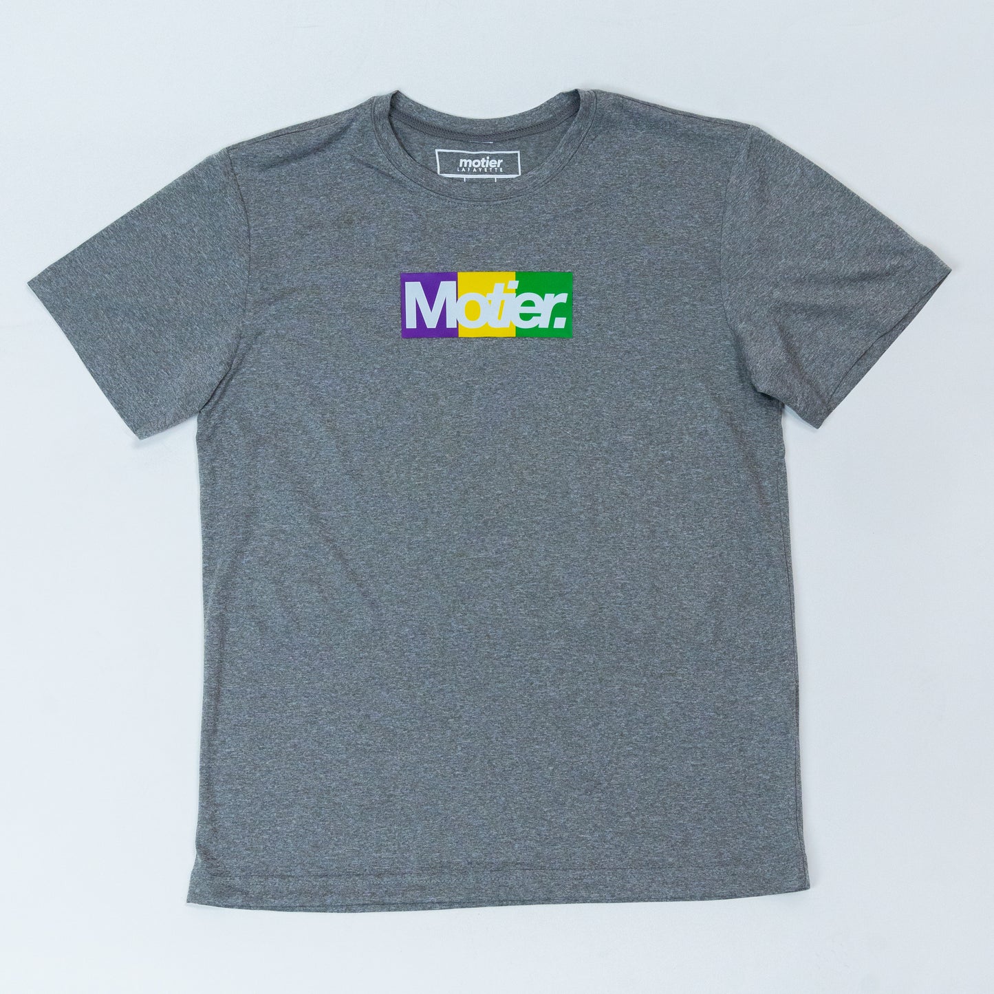 The Youth Krewe De Motier Box Logo Active Tee (Grey) - Motier Lafayette 