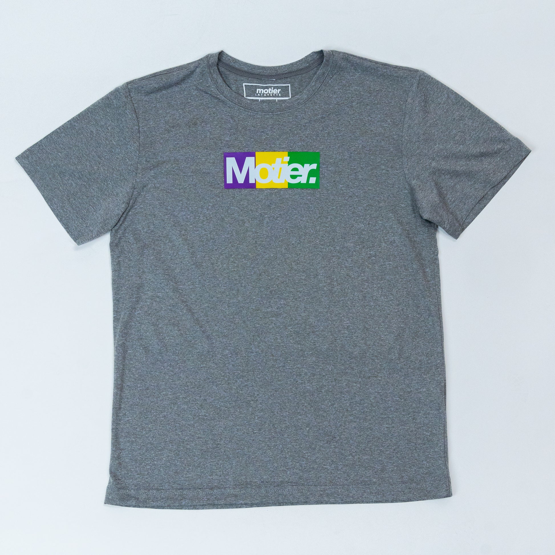 The Youth Krewe De Motier Box Logo Active Tee (Grey) - Motier Lafayette 