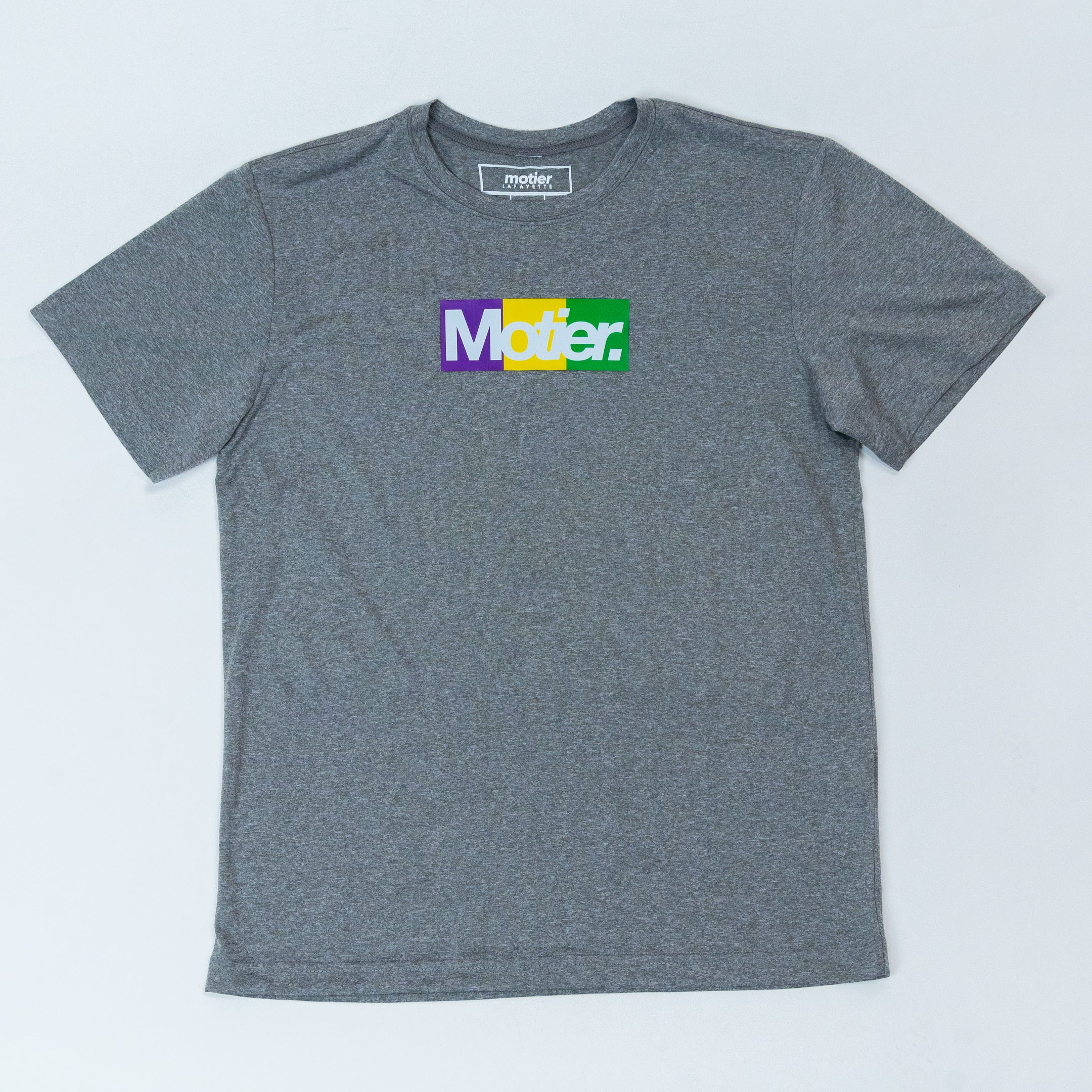 The Youth Krewe De Motier Box Logo Active Tee (Grey) - Motier Lafayette 
