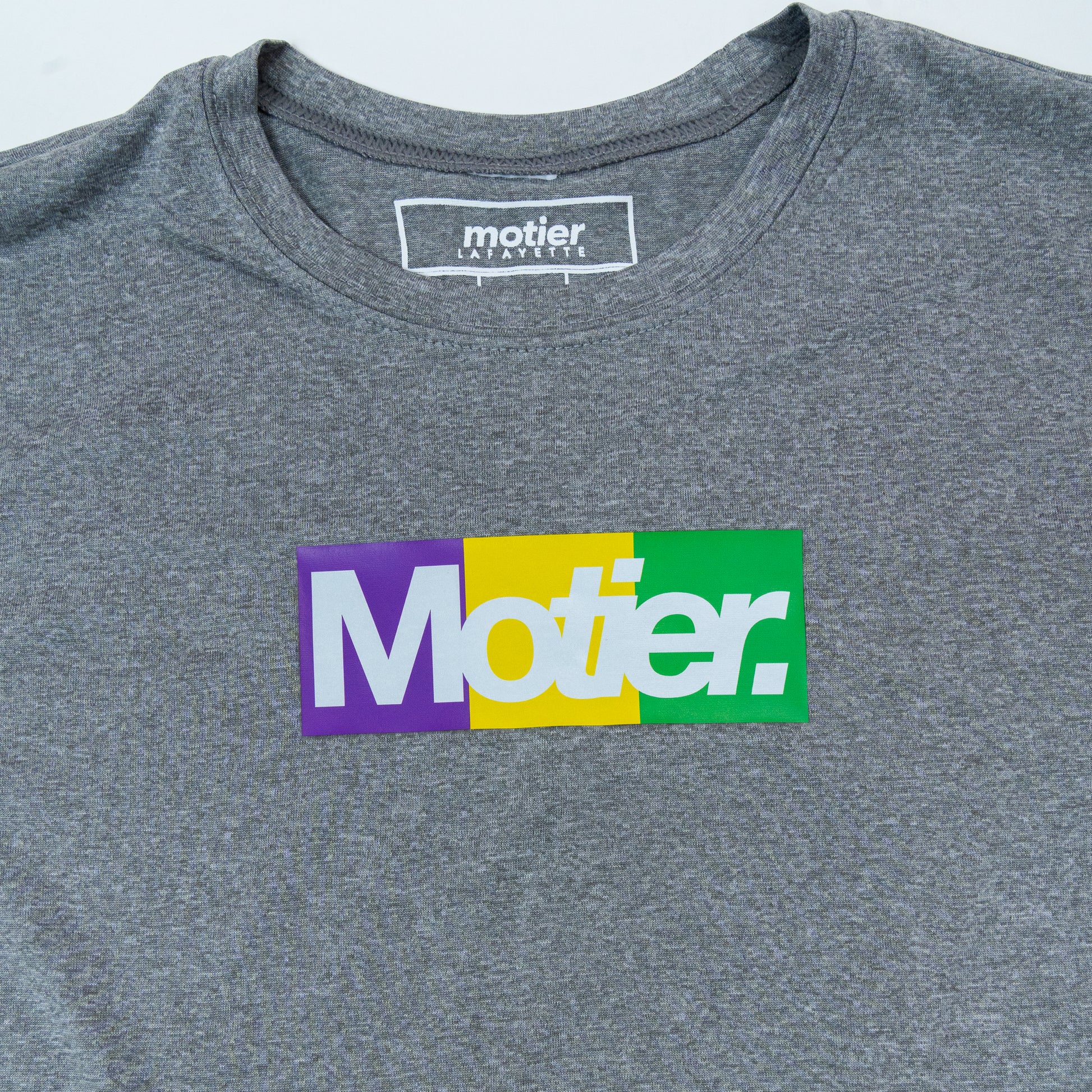 The Youth Krewe De Motier Box Logo Active Tee (Grey) - Motier Lafayette 