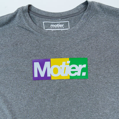 The Youth Krewe De Motier Box Logo Active Tee (Grey) - Motier Lafayette 