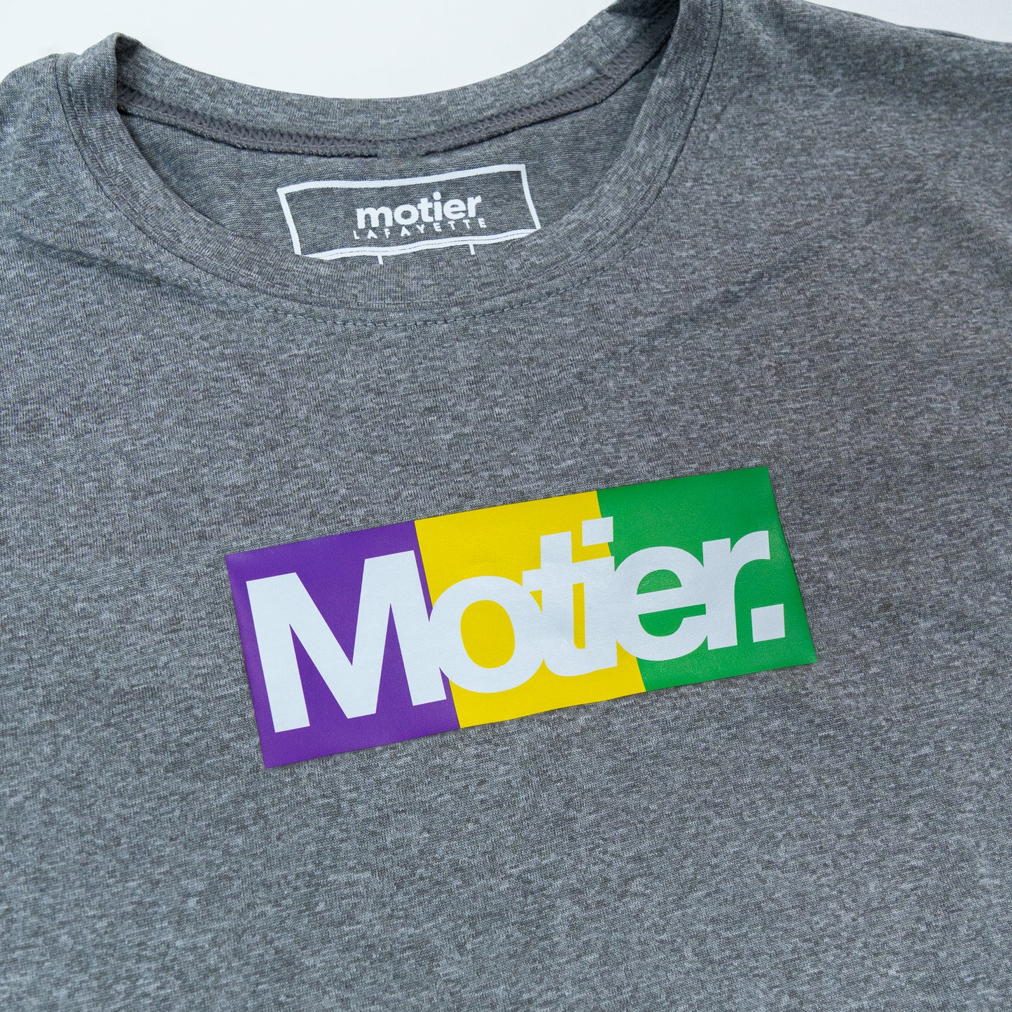 The Youth Krewe De Motier Box Logo Active Tee (Grey) - Motier Lafayette 