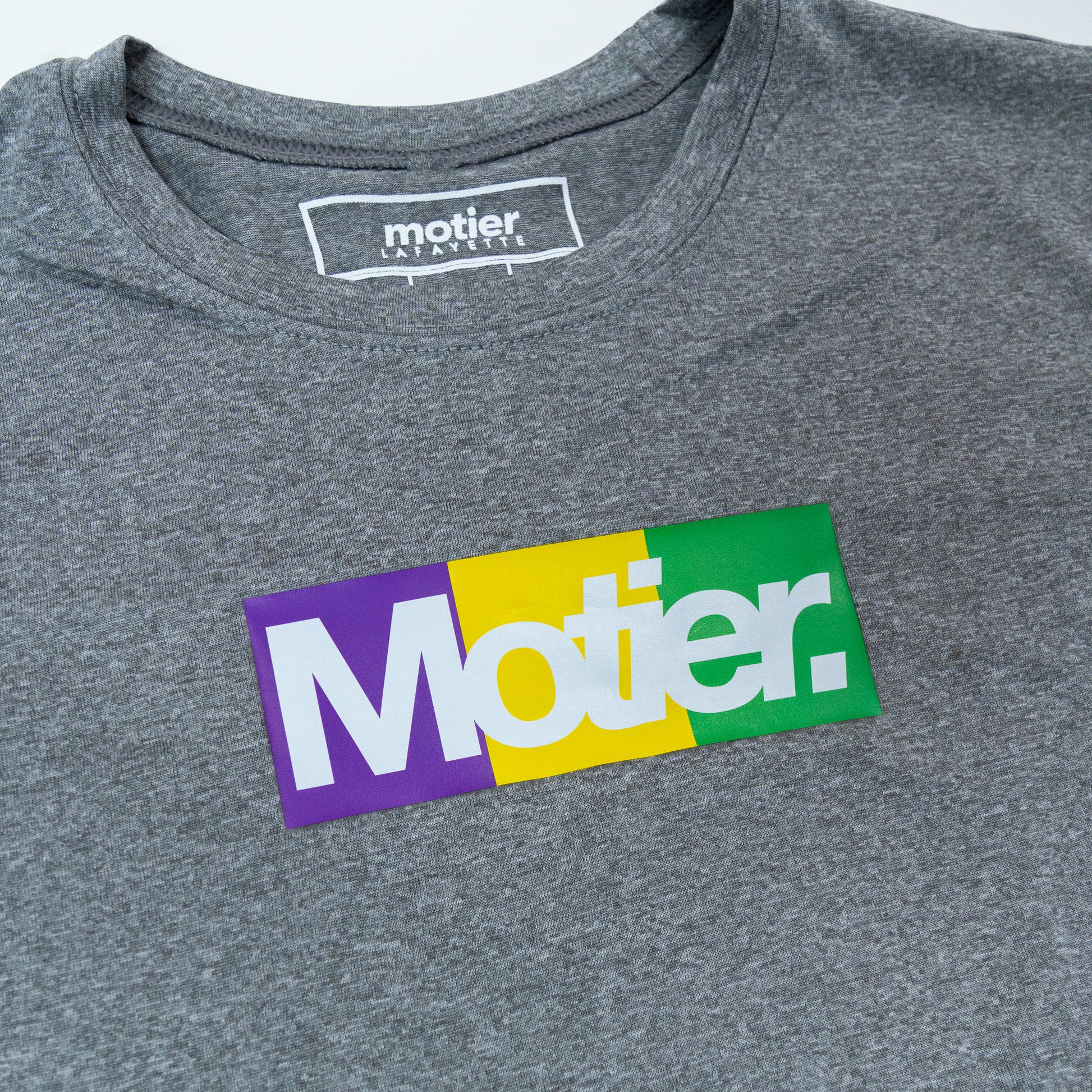 The Youth Krewe De Motier Box Logo Active Tee (Grey) - Motier Lafayette 