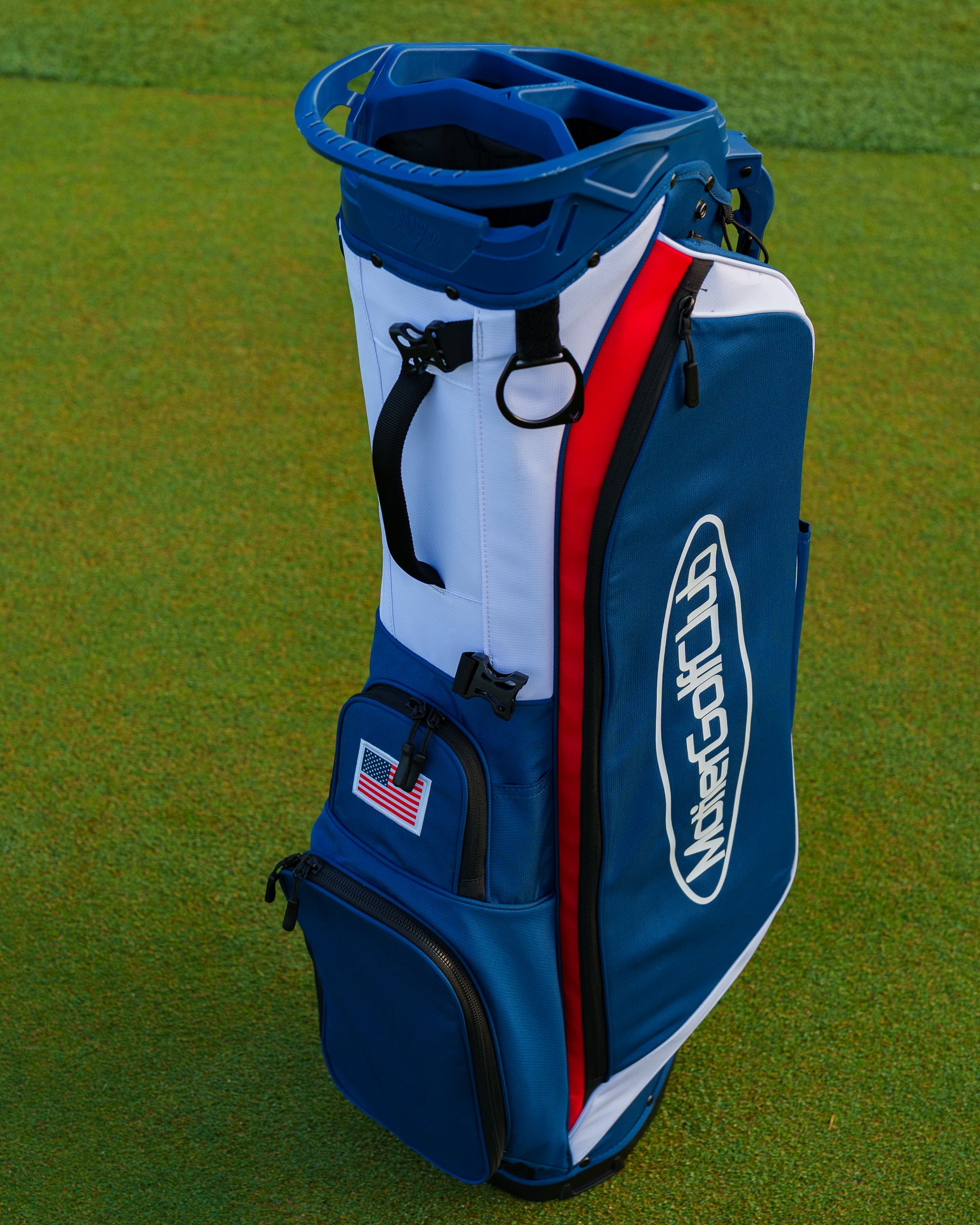 The Motier Fairway C Callaway Tour Golf Bag (White/Navy/Red)