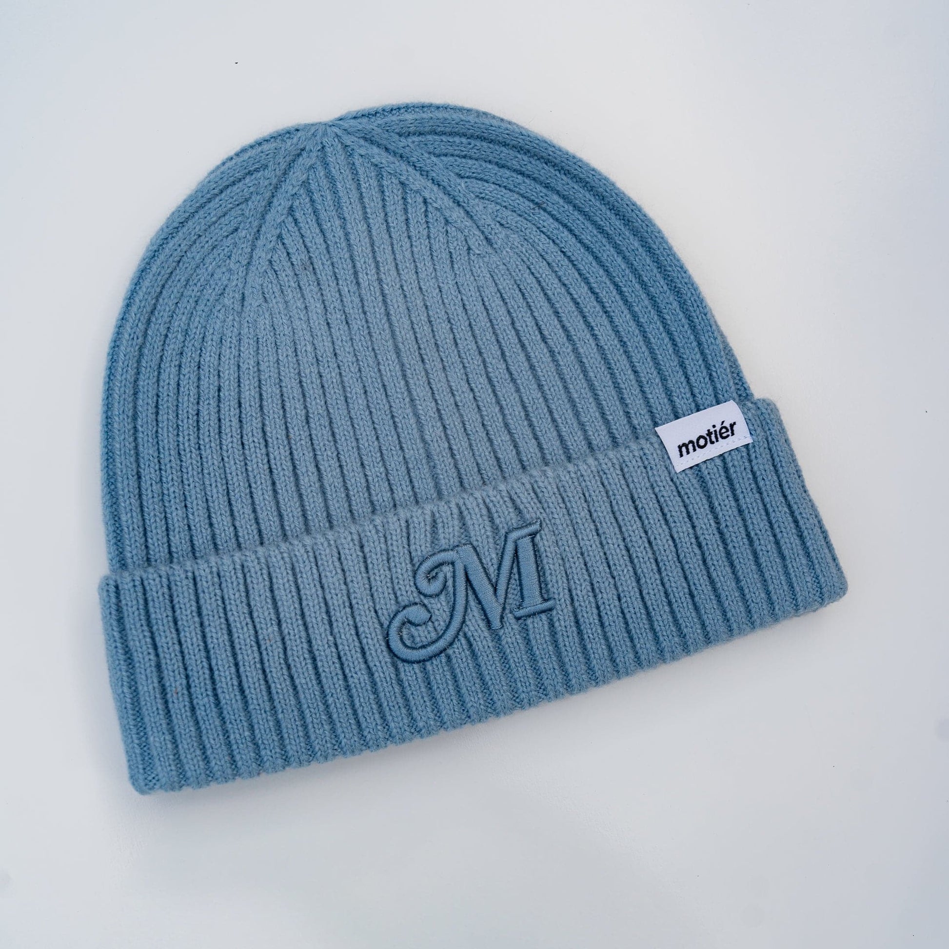 The M Script Beanie (Slate) - Motier Lafayette 