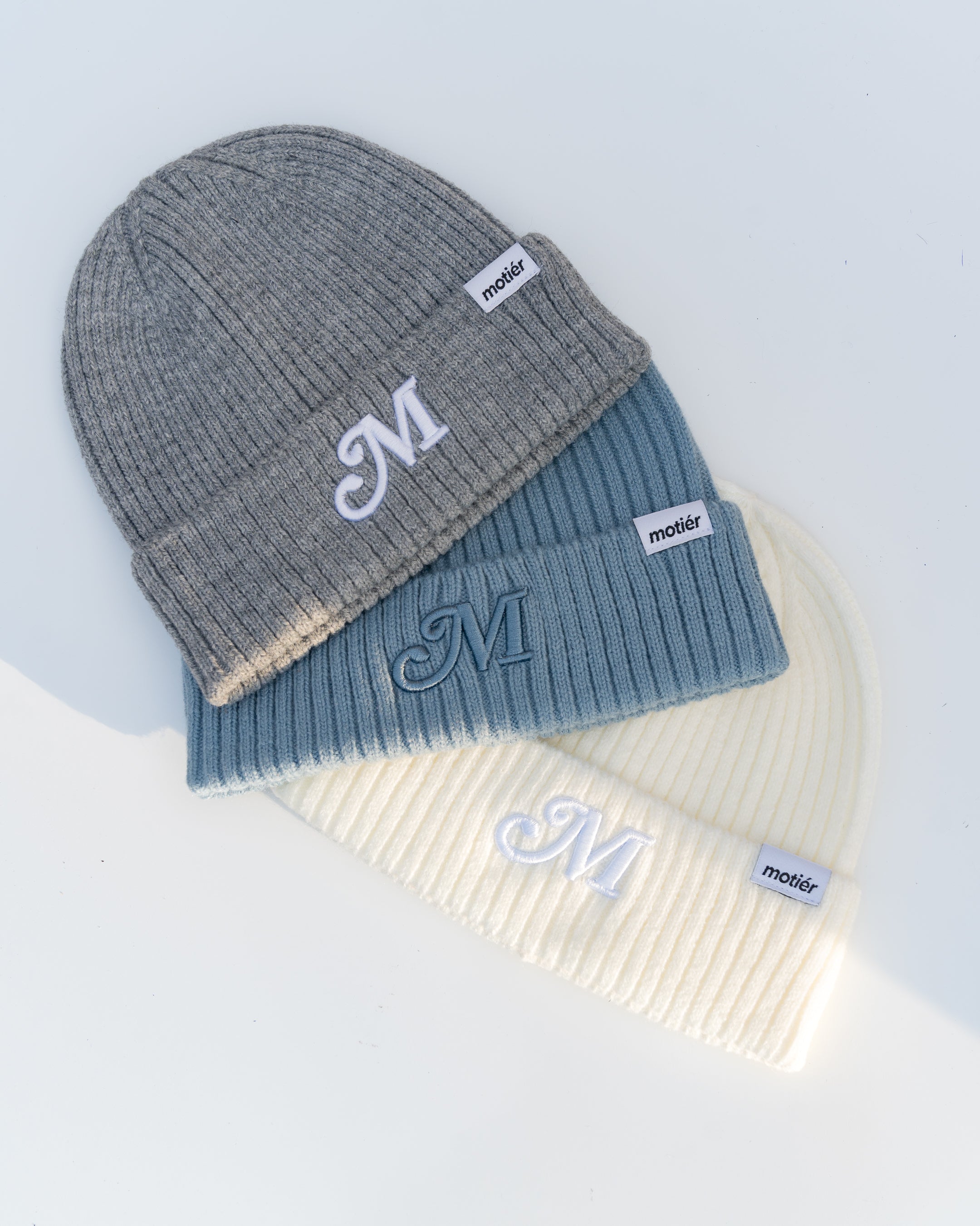 The M Script Beanie (Cream) - Motier Lafayette 