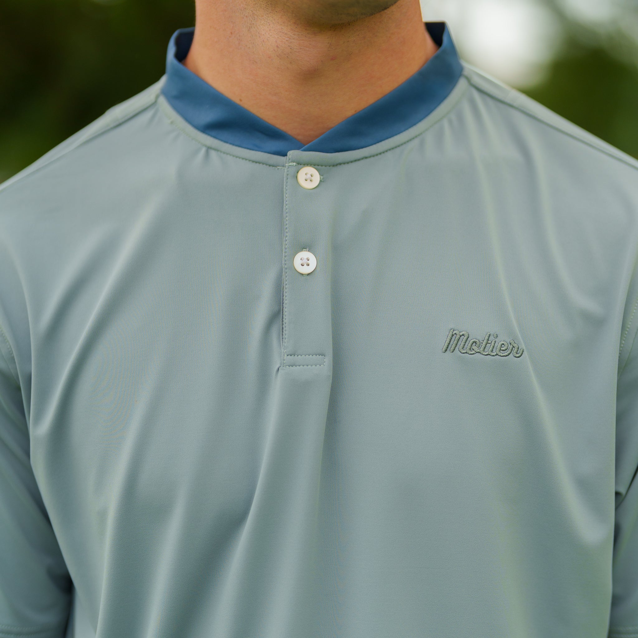 The Motier Tour Blade Collar Polo (Coastal Sage)