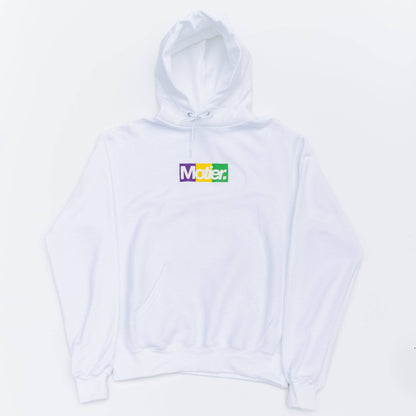 The Krewe De Motier Box Logo Hoodie (White) - Motier Lafayette 