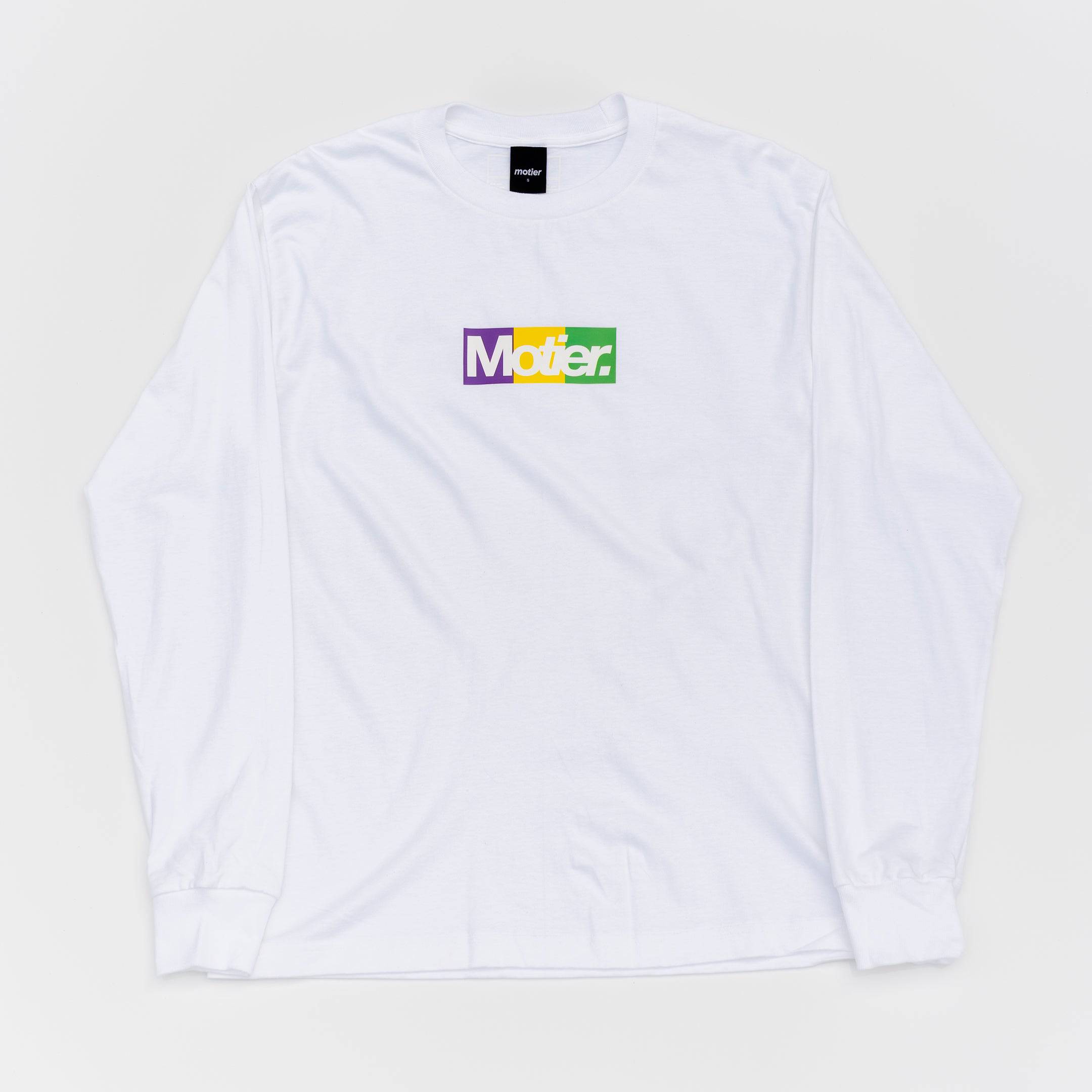 The Krewe De Motier Box L/S Tee (White) - Motier Lafayette 