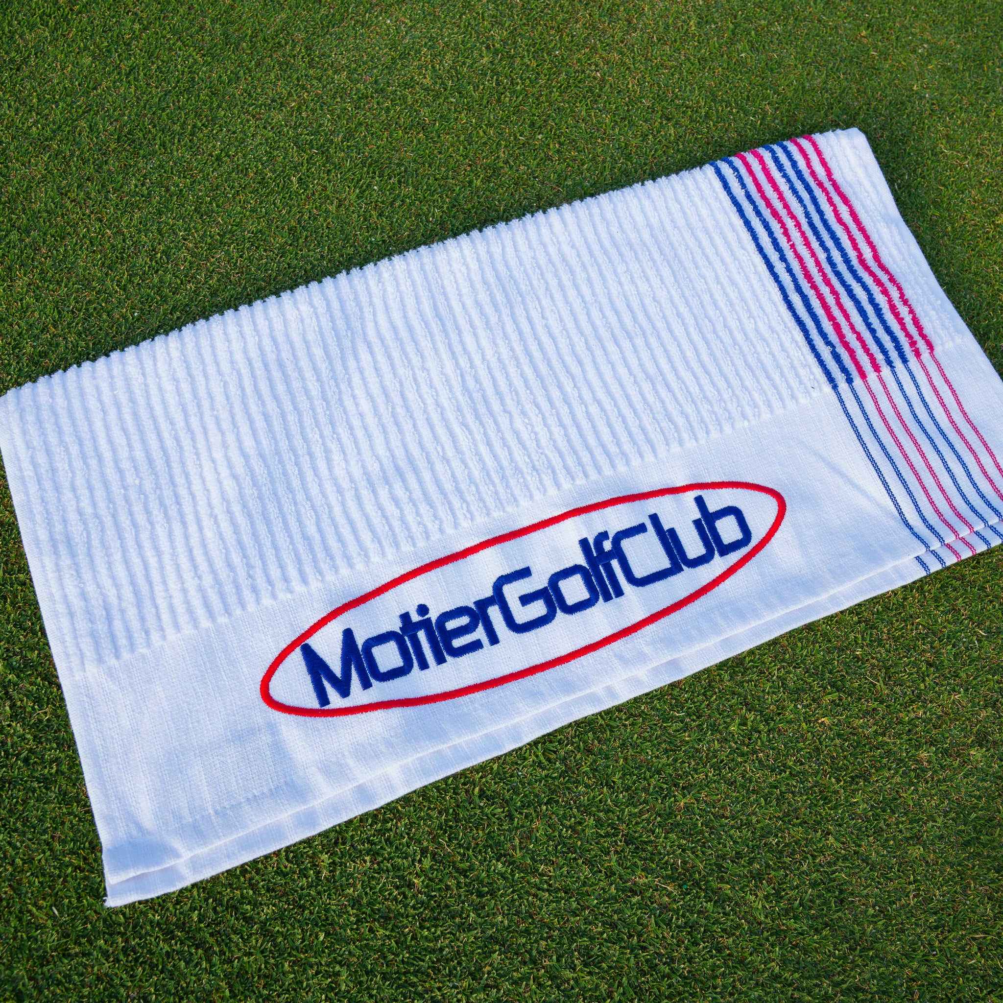 Motier Golf Club Caddy Towel (White/Navy/Red)