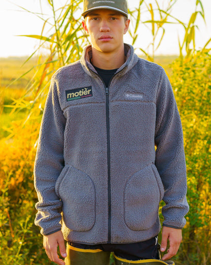 The Motier Outdoors Sherpa Full-Zip Fleece Jacket (Gunmetal) - Motier Lafayette 