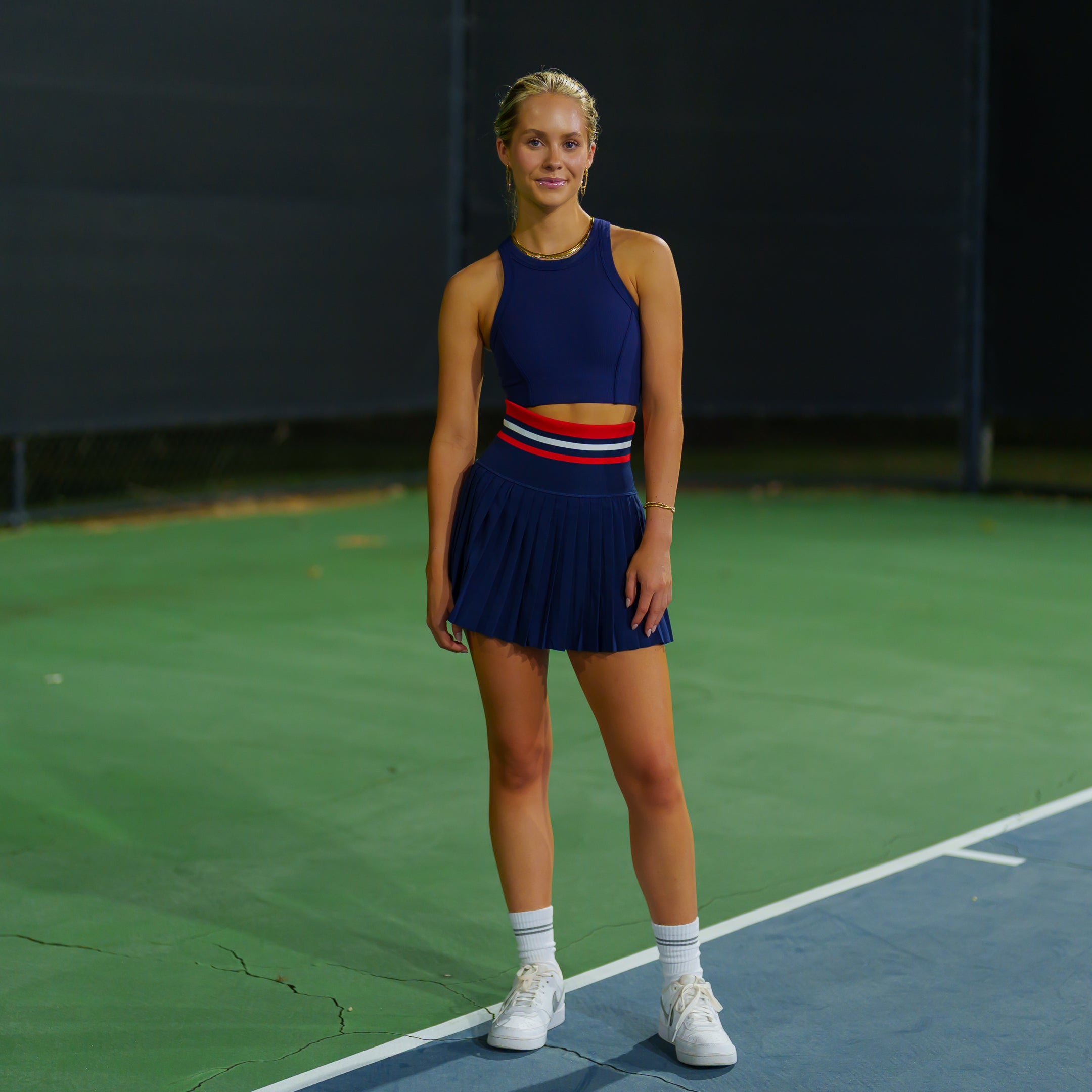 The Motier Court Pleated Tennis Skirt (Navy)