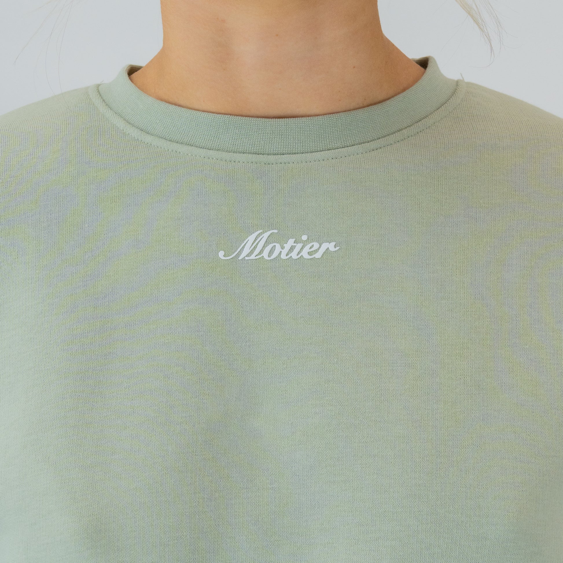 The Elevate Script Cropped Crewneck (Light Sage) - Motier Lafayette 