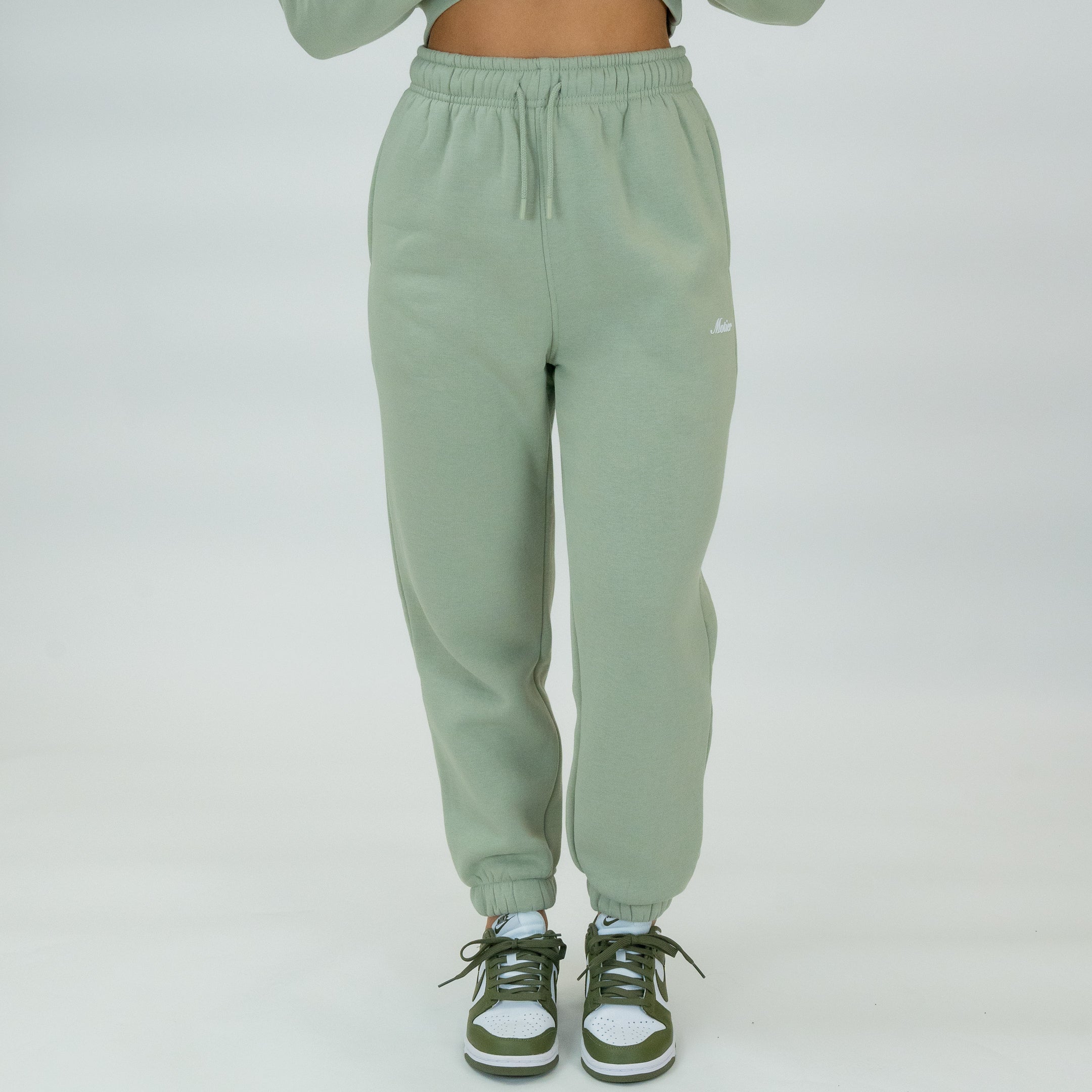 The Elevate Script Sweatpants (Light Sage) - Motier Lafayette 