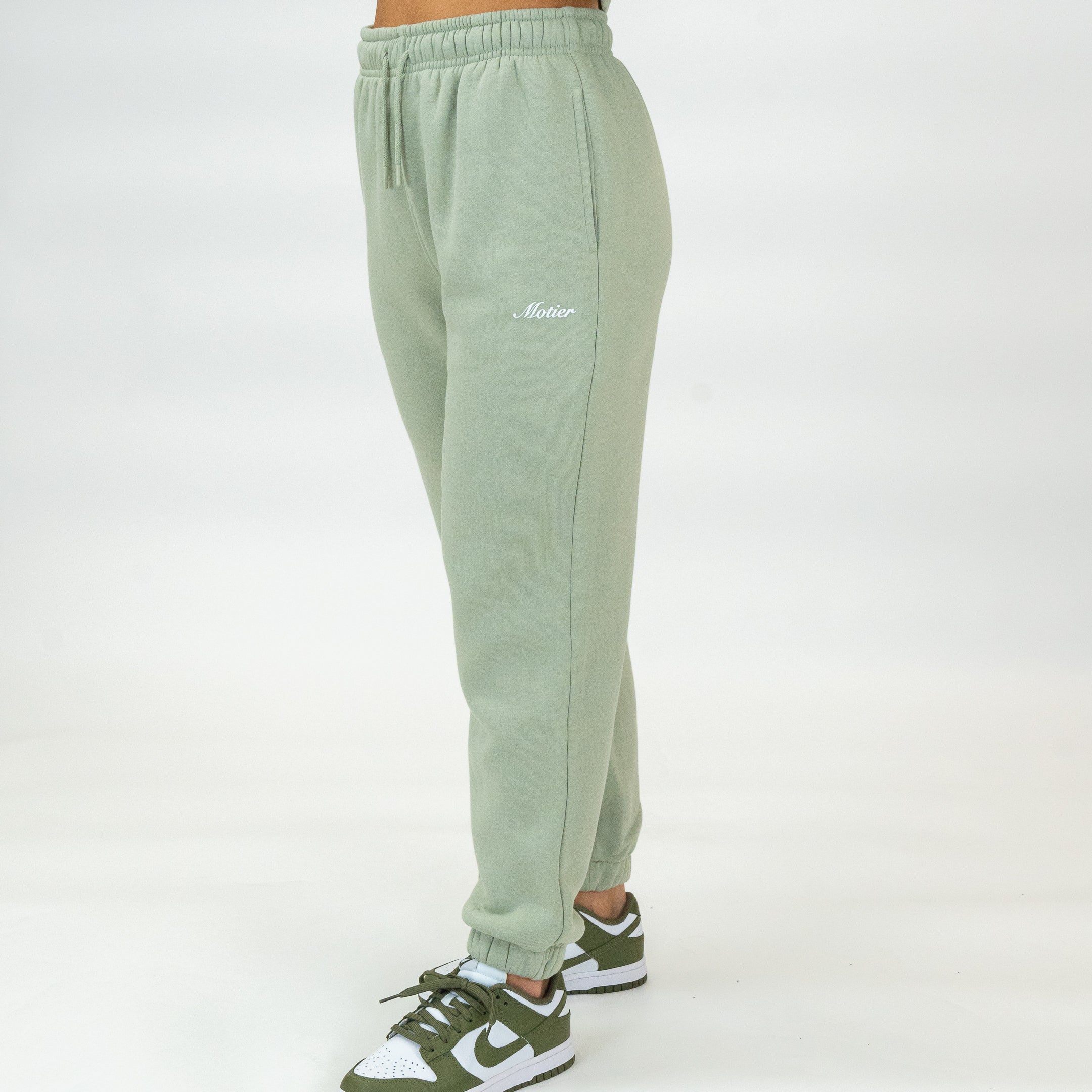 The Elevate Script Sweatpants (Light Sage) - Motier Lafayette 