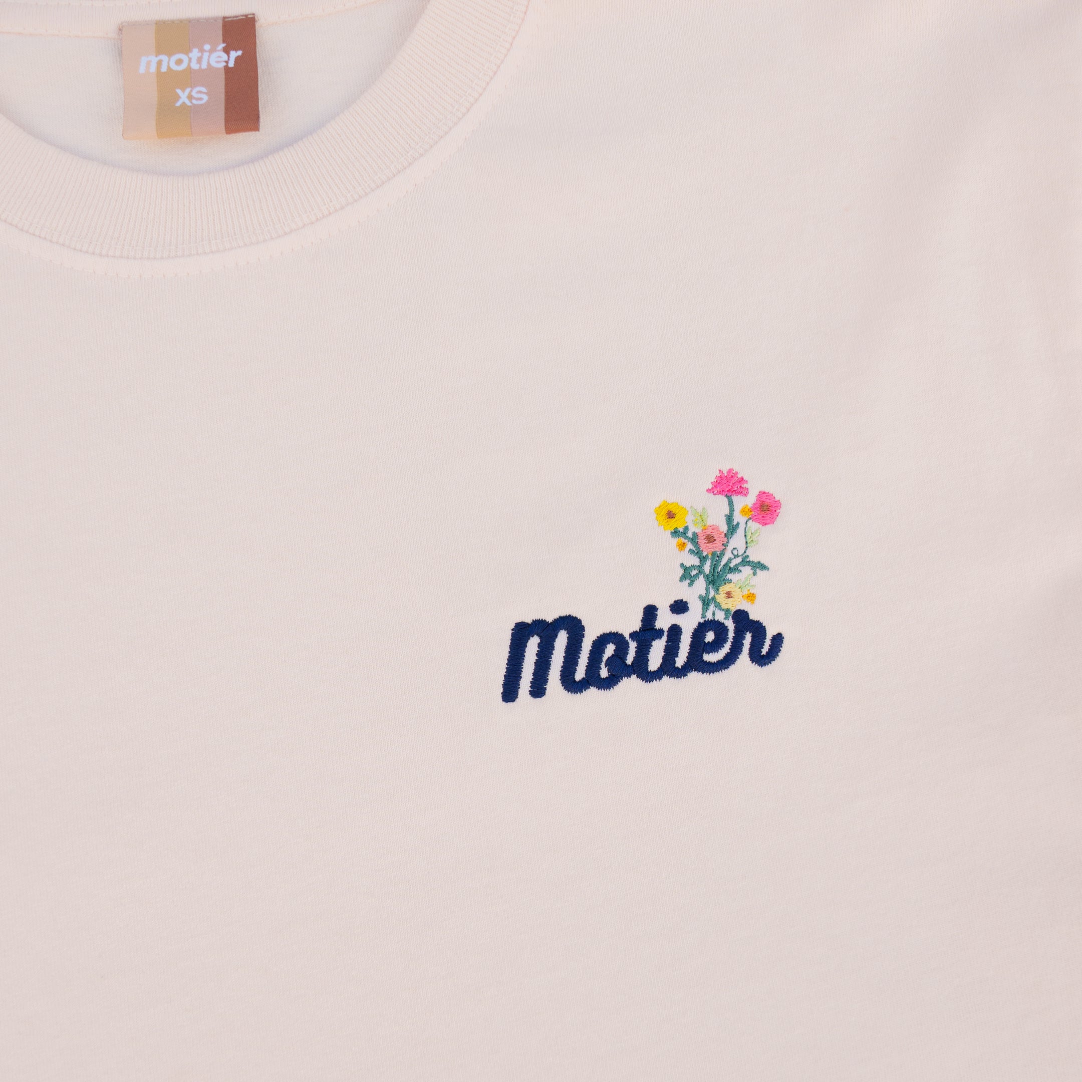 The Floral Embroidery Luxe Premium Tee (Vanilla Cream)