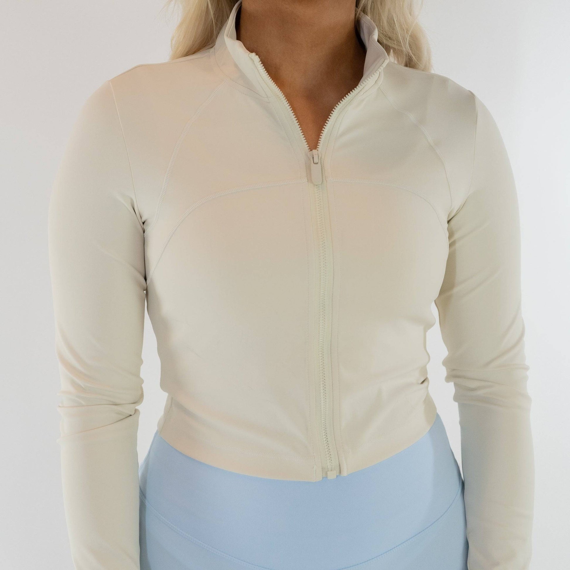 Nyx Active Cropped Full Zip (Ivory) - Motier Lafayette 
