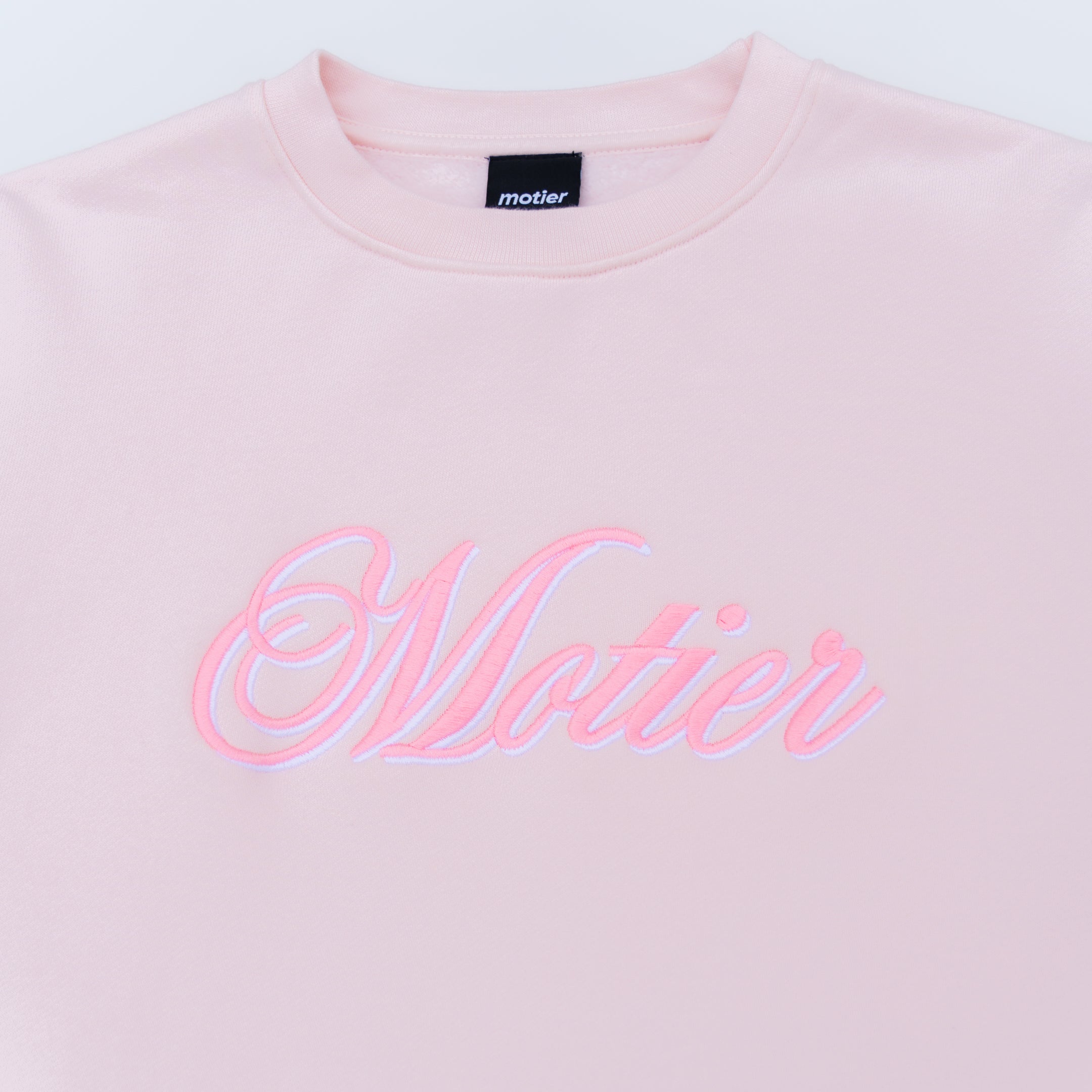 The Grand Script Embroidery Luxe Crewneck (Orchid Ice) - Motier Lafayette 