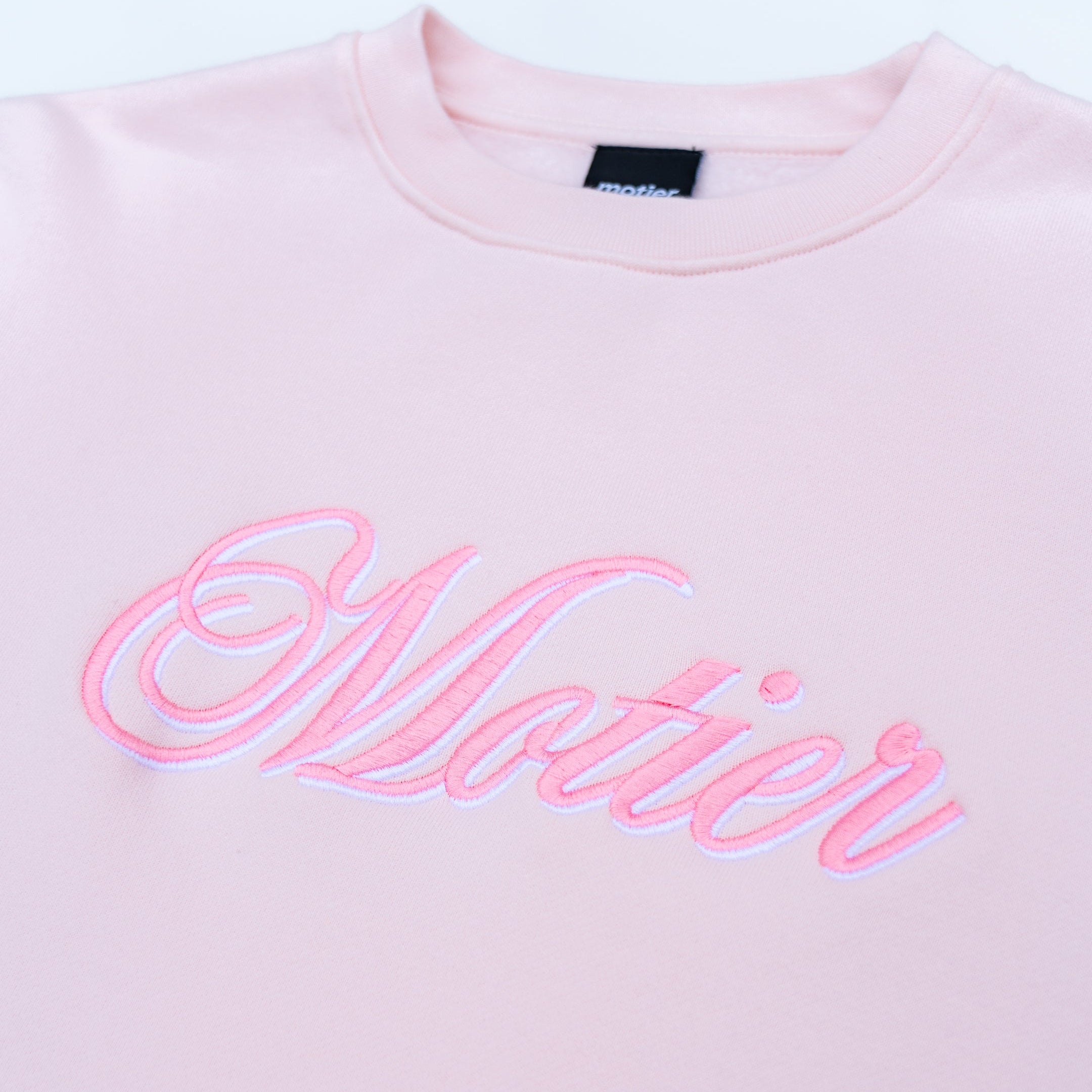 The Grand Script Embroidery Luxe Crewneck (Orchid Ice) - Motier Lafayette 