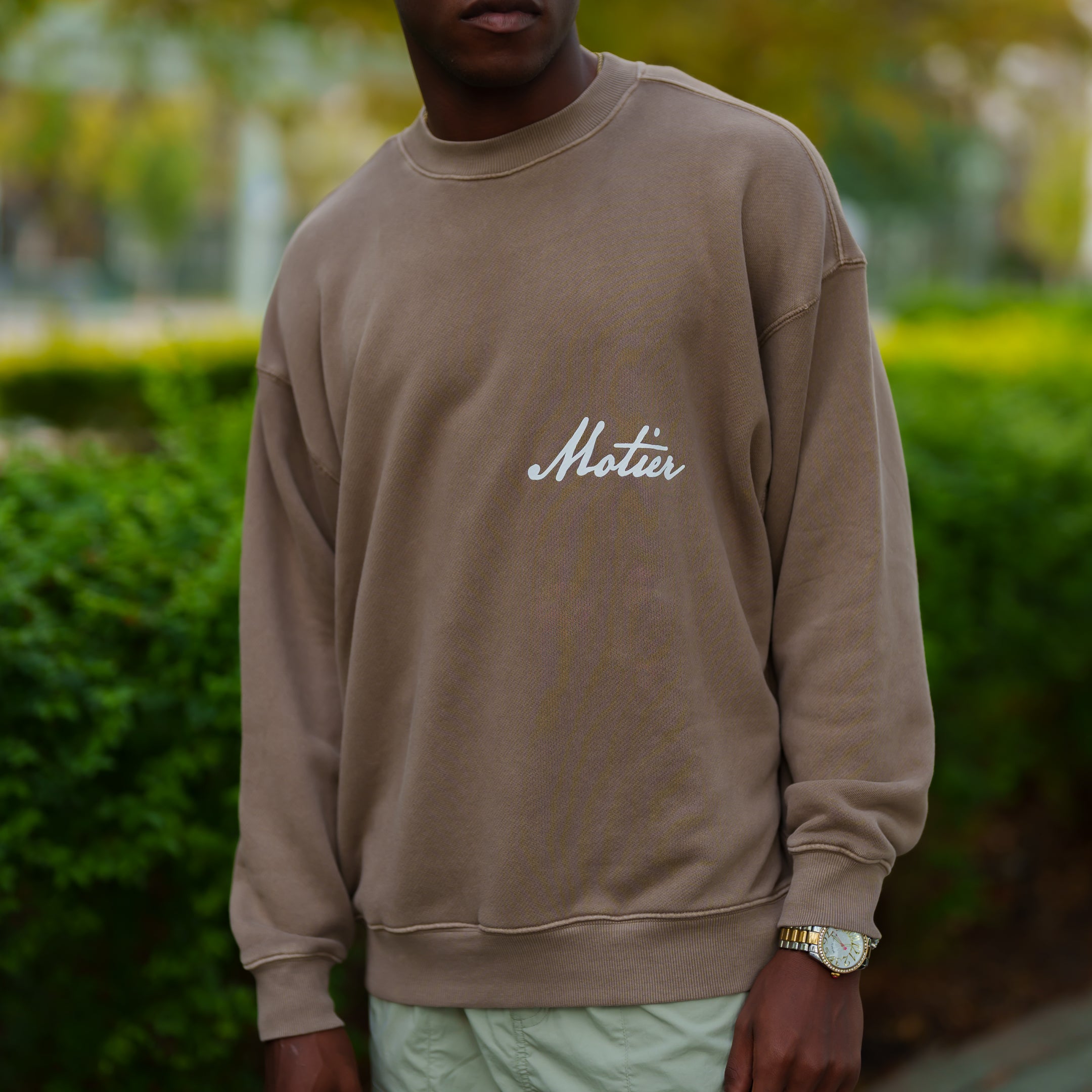 Ellington Handwritten Script Luxe Sweater (Rustic Wood)
