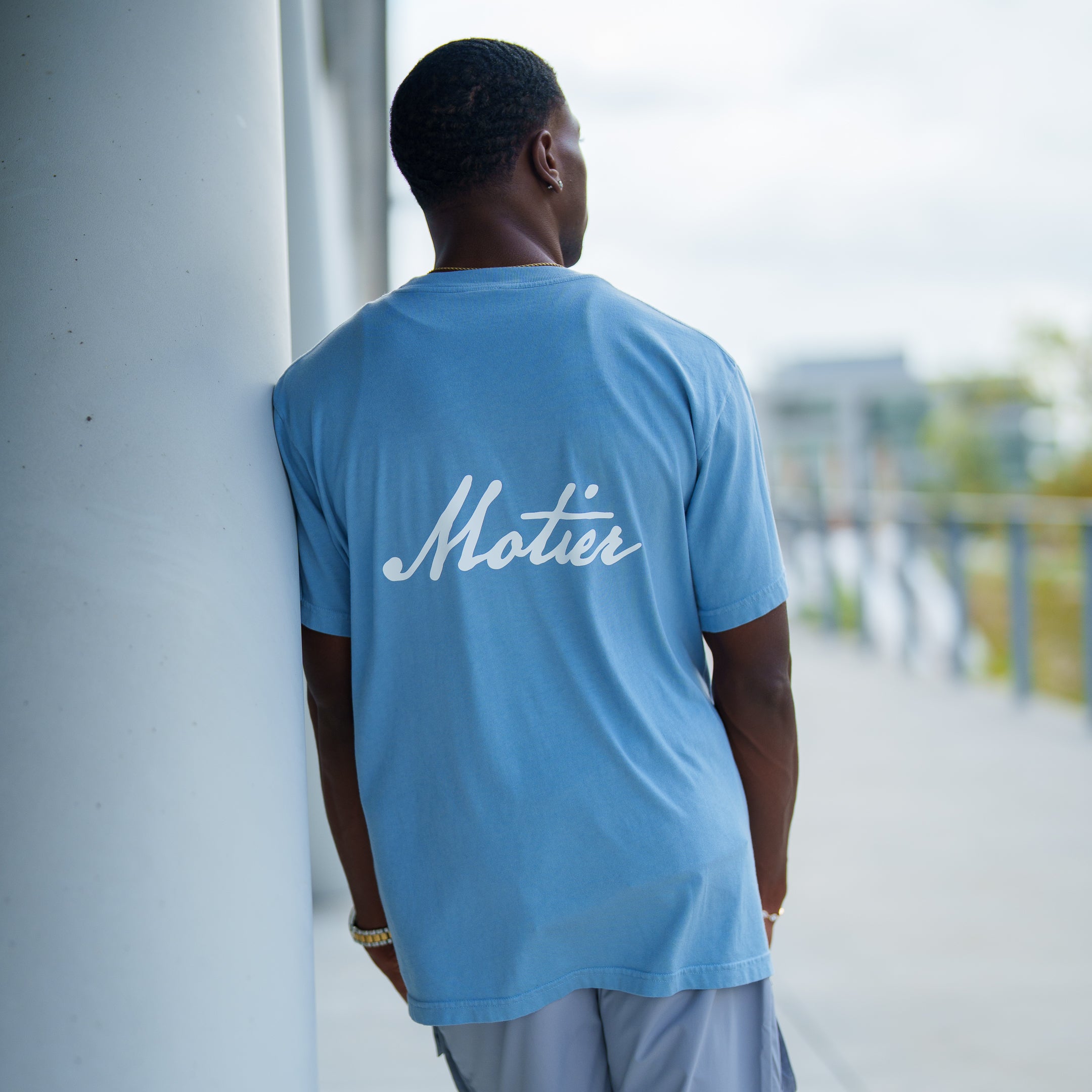 Handwritten Script Luxe Tee (Faded Denim)