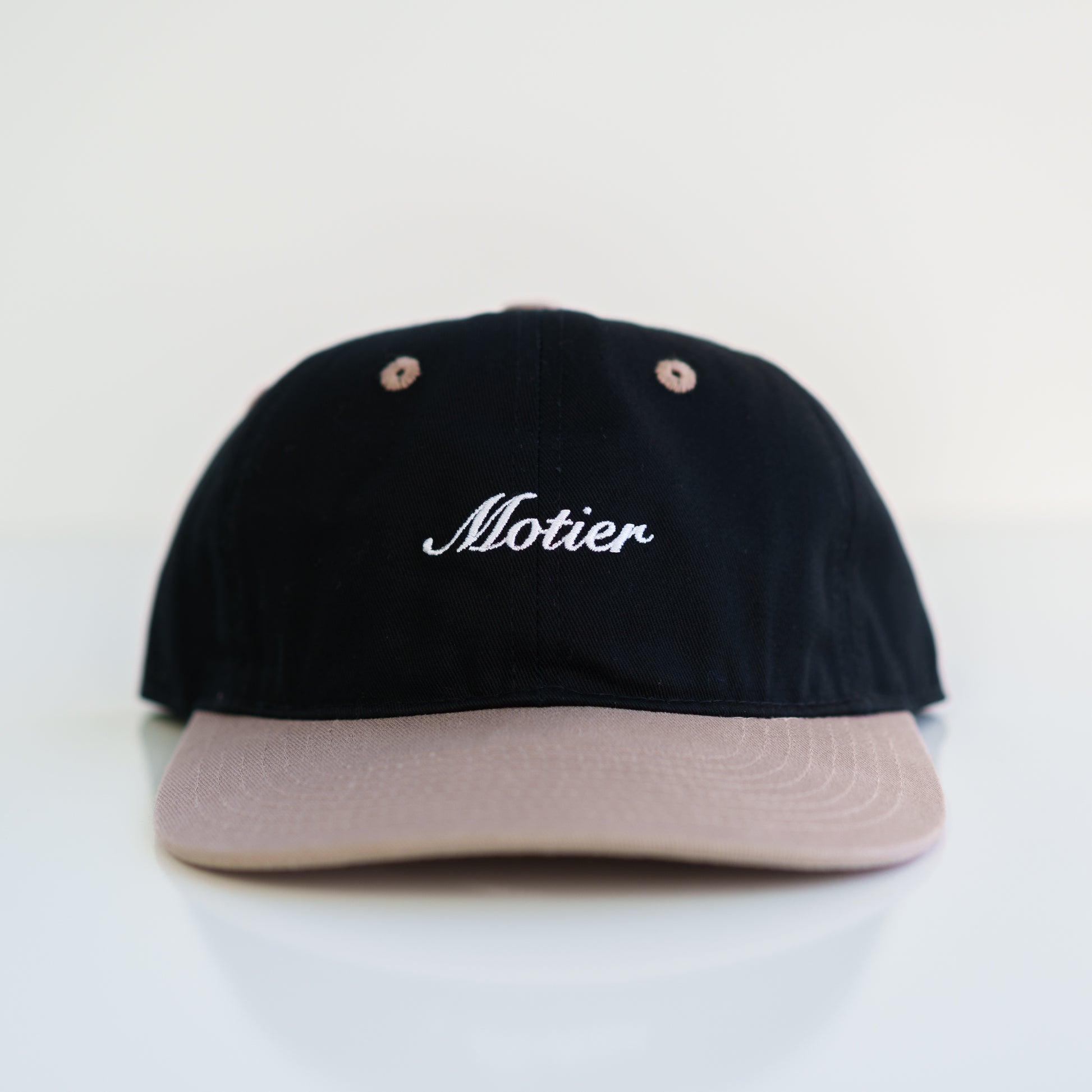 The Two Tone Script Strapback (Black/Atmosphere) - Motier Lafayette 