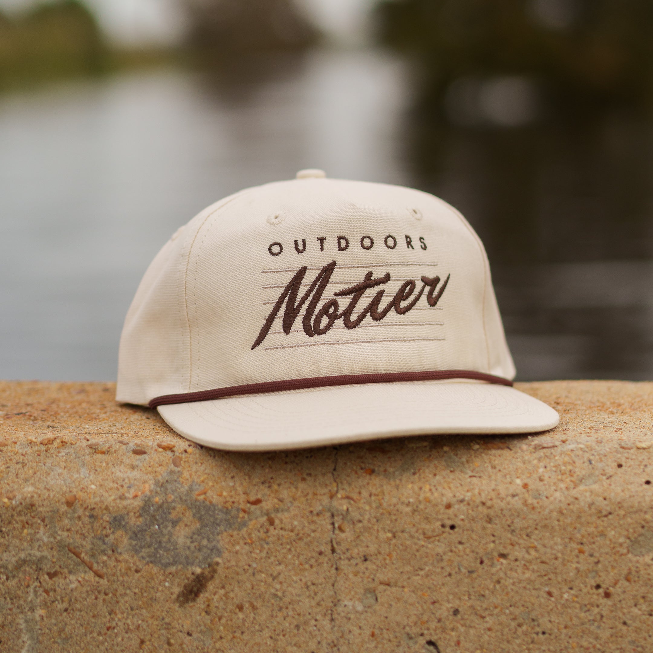 The Outdoors Retro Roped Snapback (Cream) - Motier Lafayette 