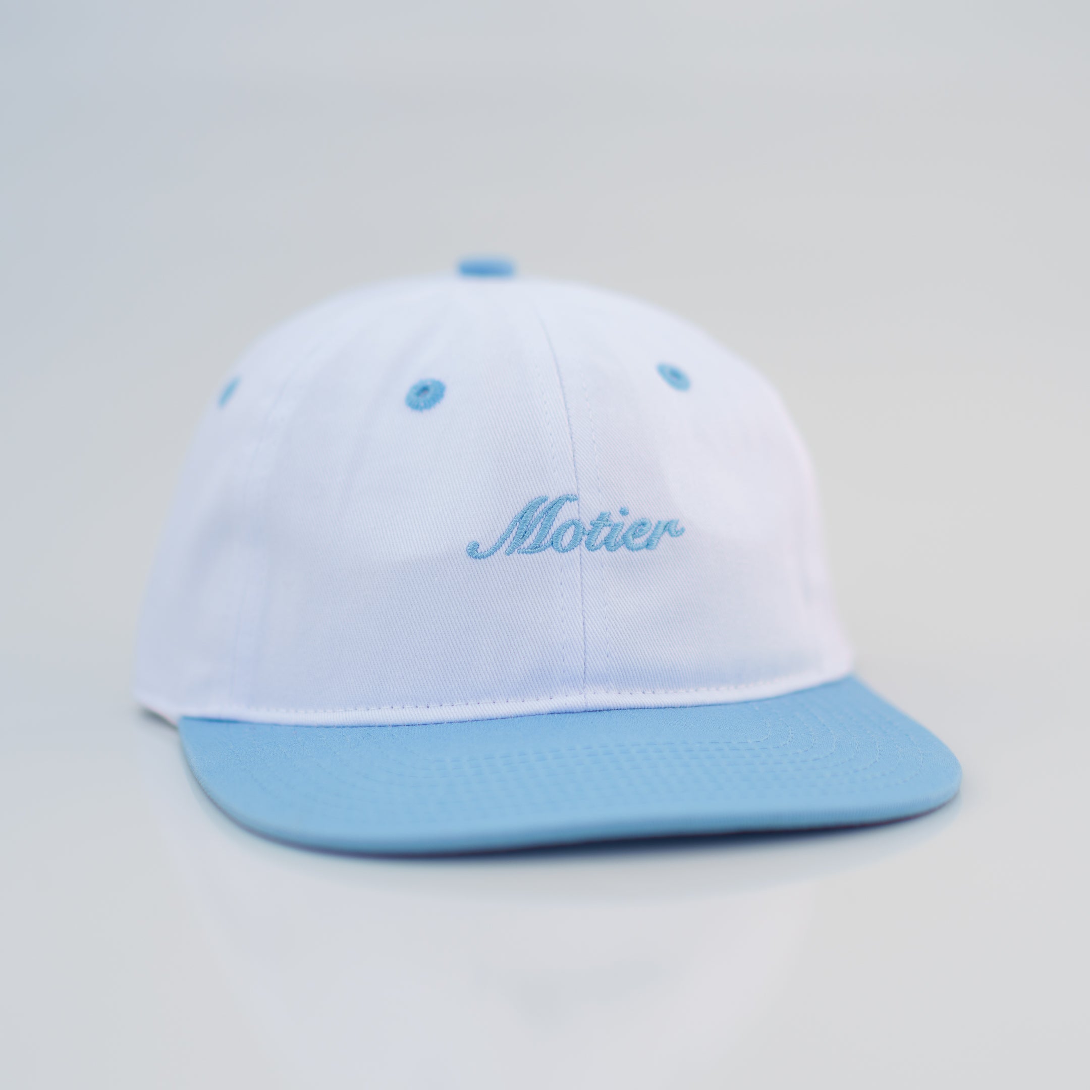 The Two Tone Script Strapback (White/Powder Blue)