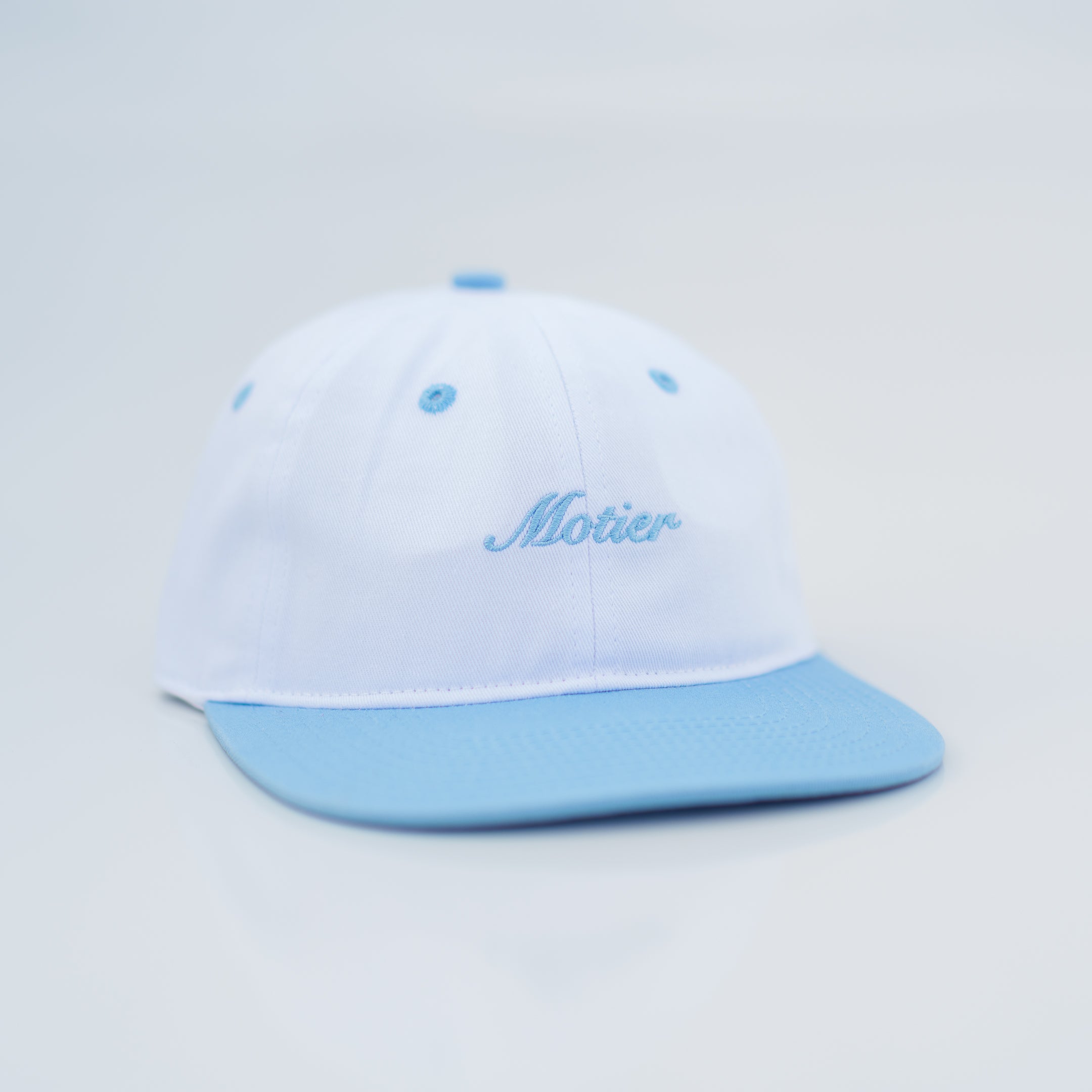 The Two Tone Script Strapback (White/Powder Blue)