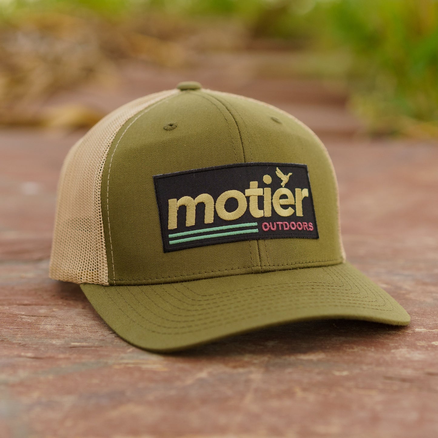 The Outdoors Meshback Patch Hat (Moss/Tan)
