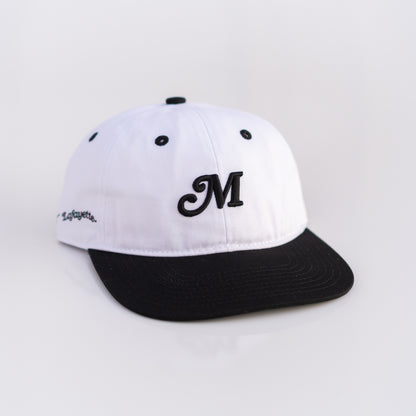The Two Tone M Script Strapback (White/Black) - Motier Lafayette 