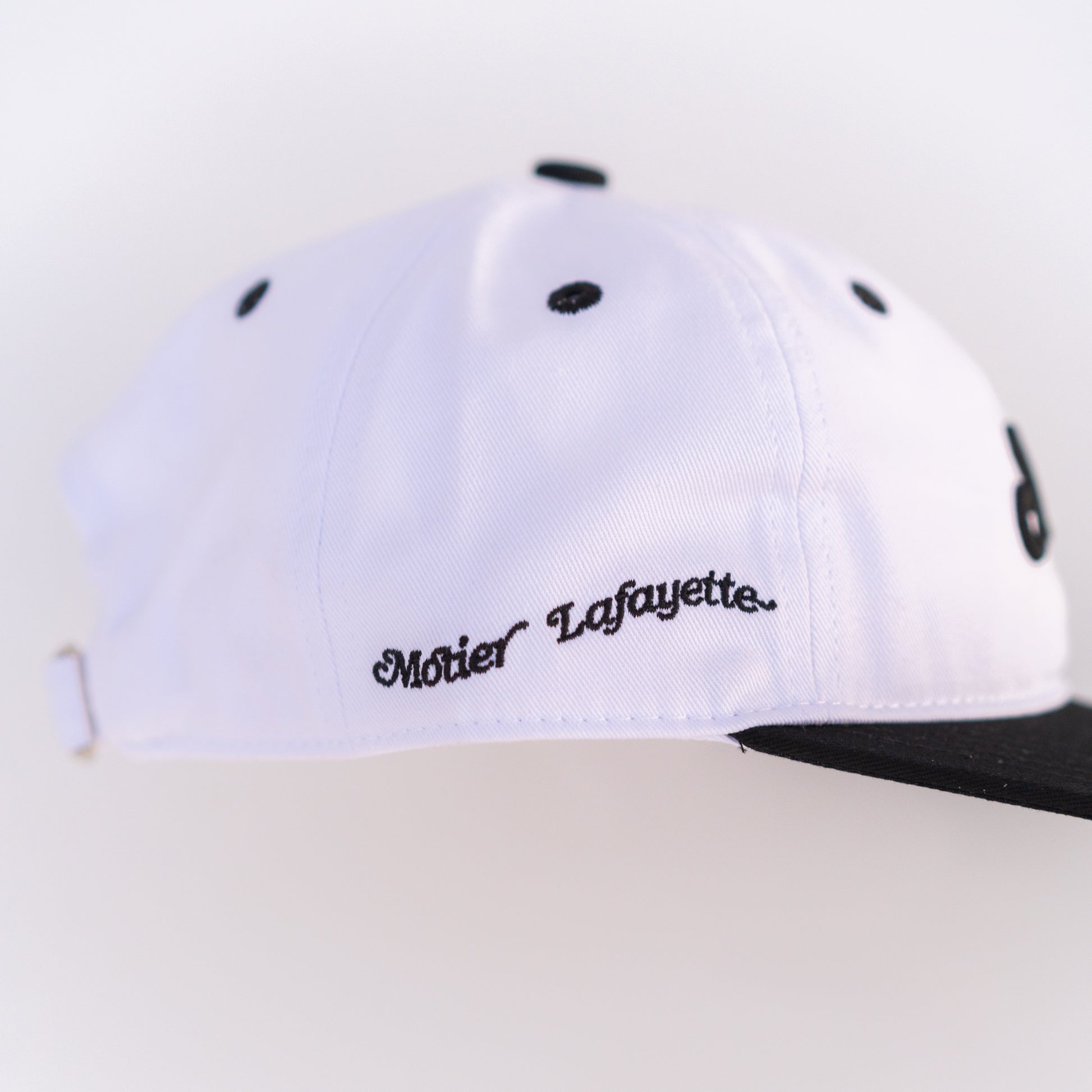 The Two Tone M Script Strapback (White/Black) - Motier Lafayette 