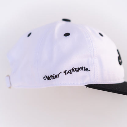 The Two Tone M Script Strapback (White/Black) - Motier Lafayette 