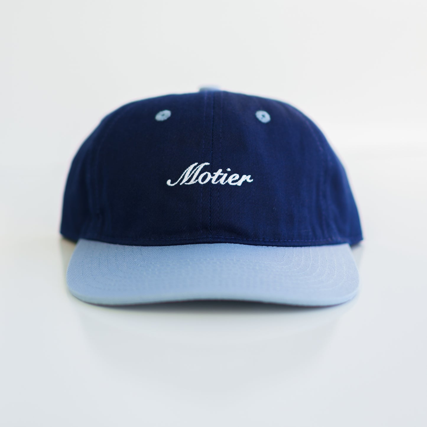The Two Tone Script Strapback (Navy/Breeze) - Motier Lafayette 