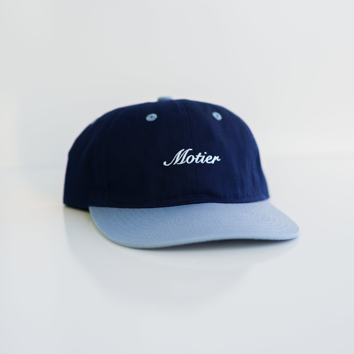 The Two Tone Script Strapback (Navy/Breeze) - Motier Lafayette 