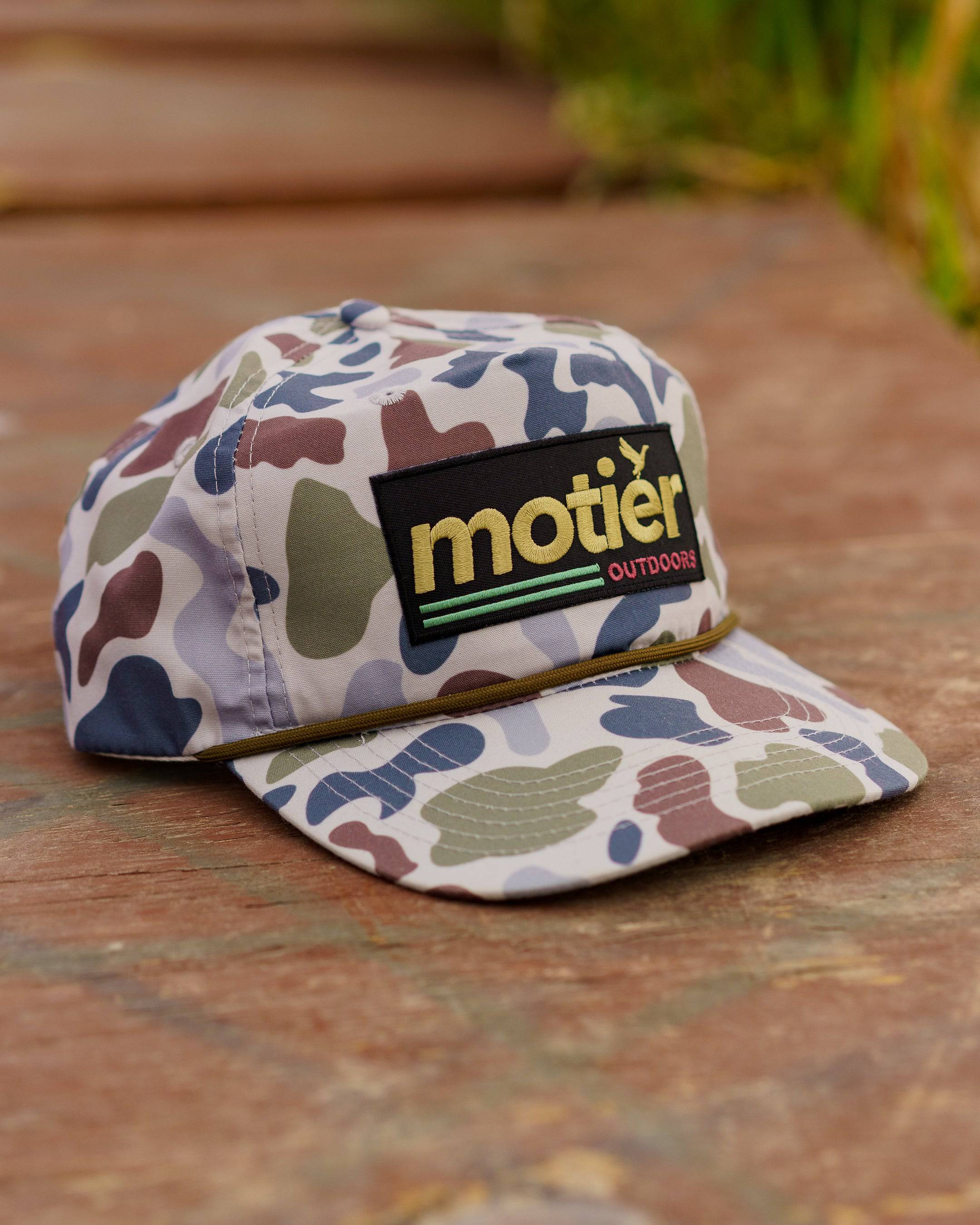 The Outdoors Camo Patch Hat (Cool Brackish) - Motier Lafayette 