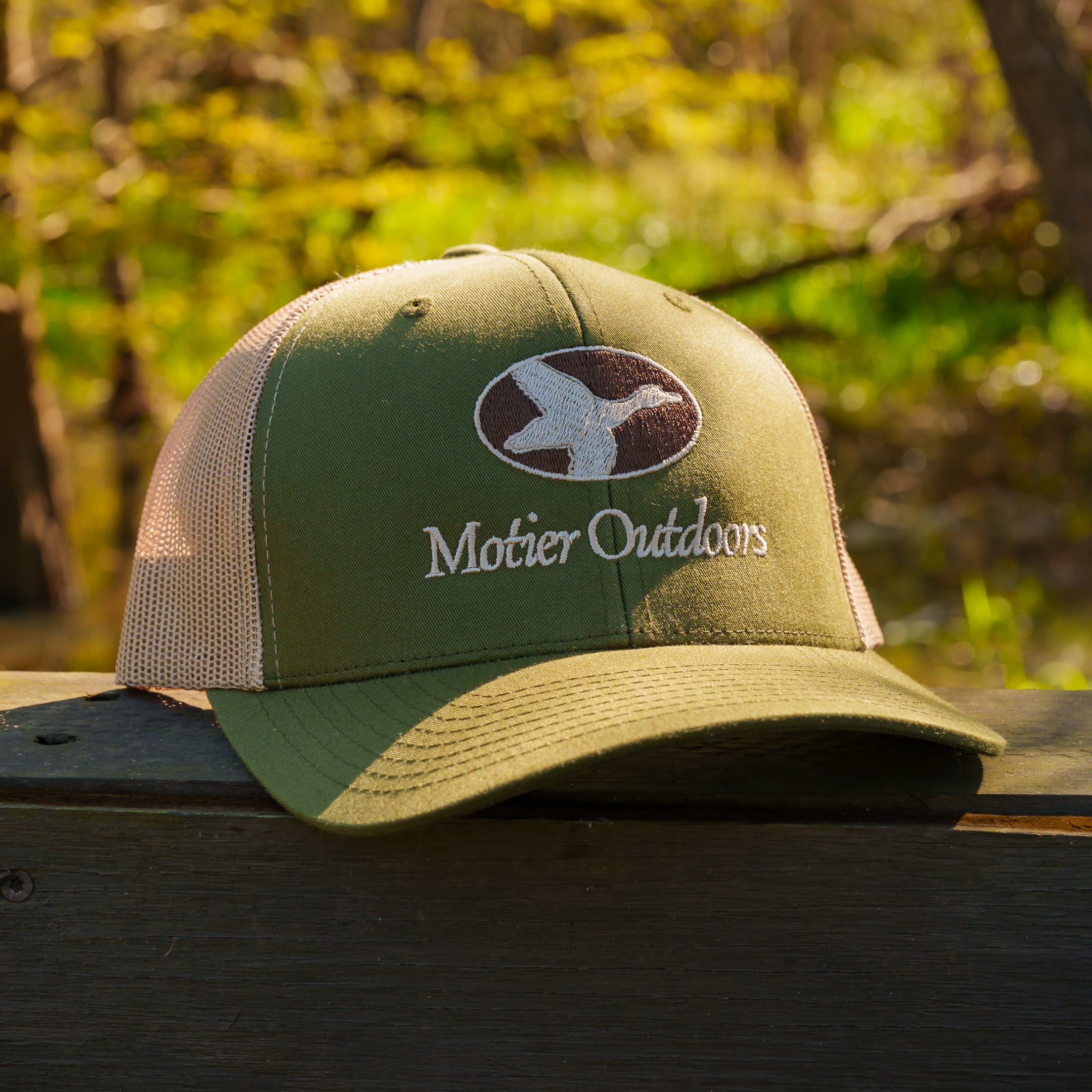 The Outdoors Meshback Mallard Hat (Moss/Tan)