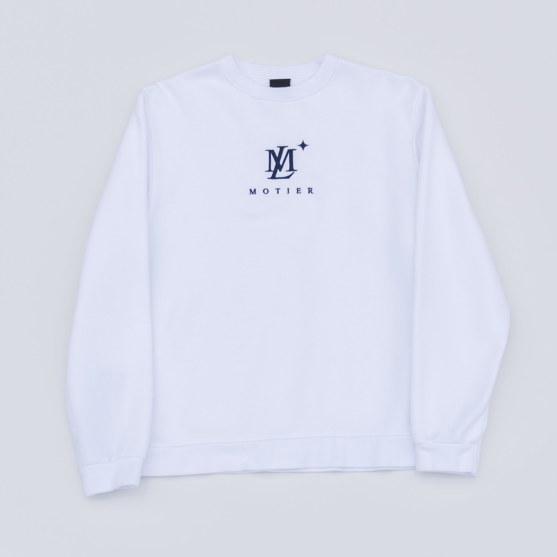 The Insignia Embroidery Luxe Crewneck (White) - Motier Lafayette 