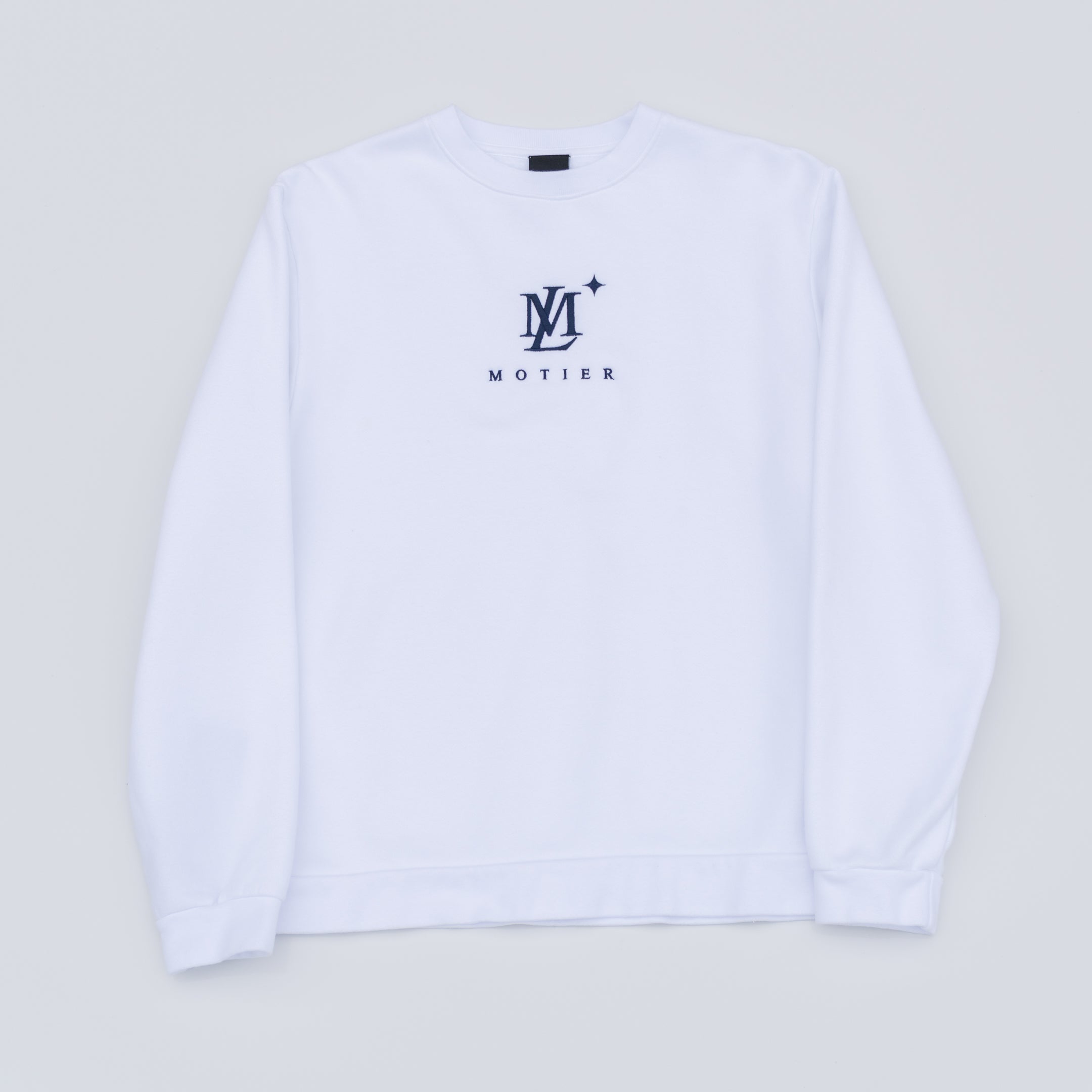 The Insignia Embroidery Luxe Crewneck (White) - Motier Lafayette 